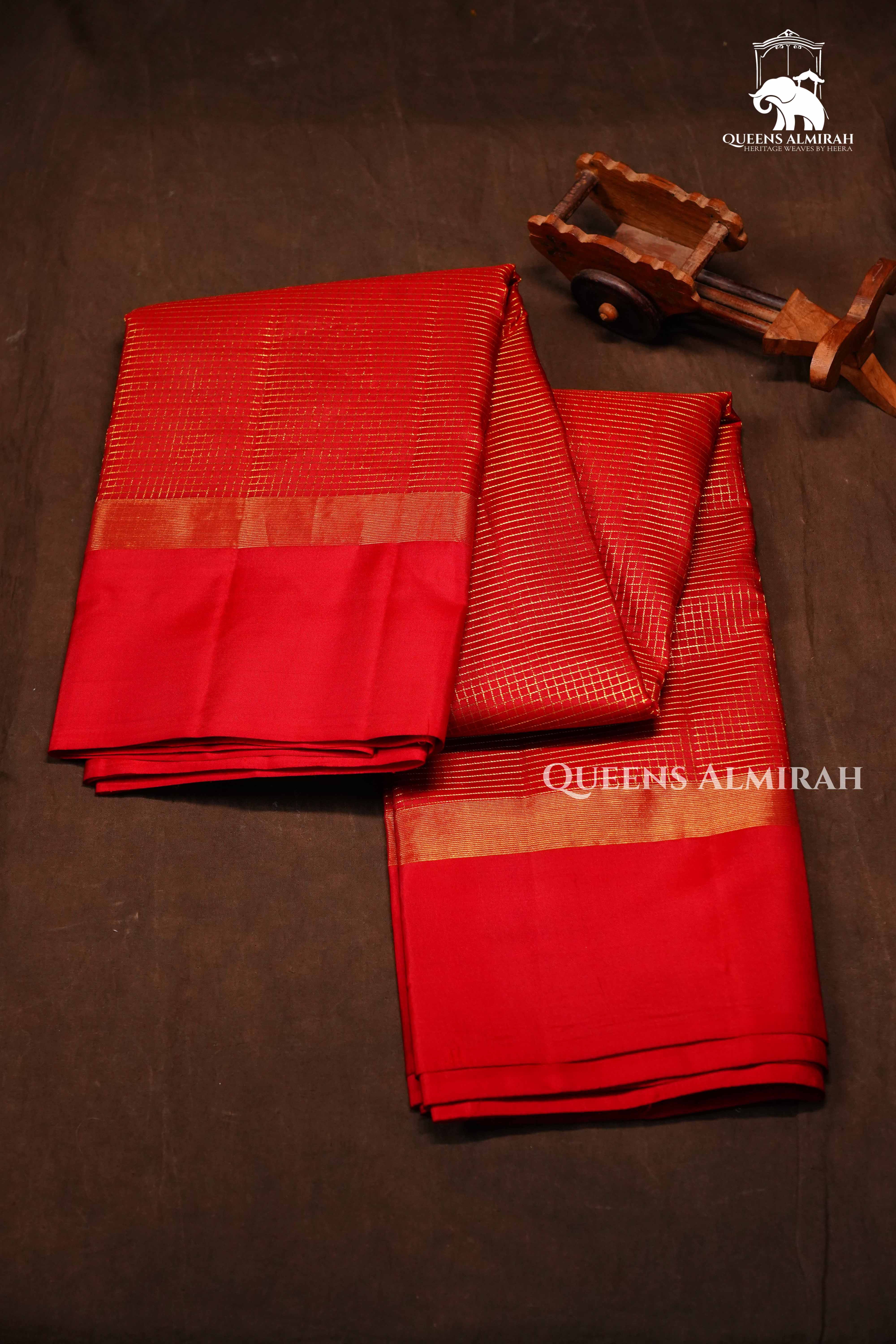 Tomato Red Pure Kanchivaram Silk Saree