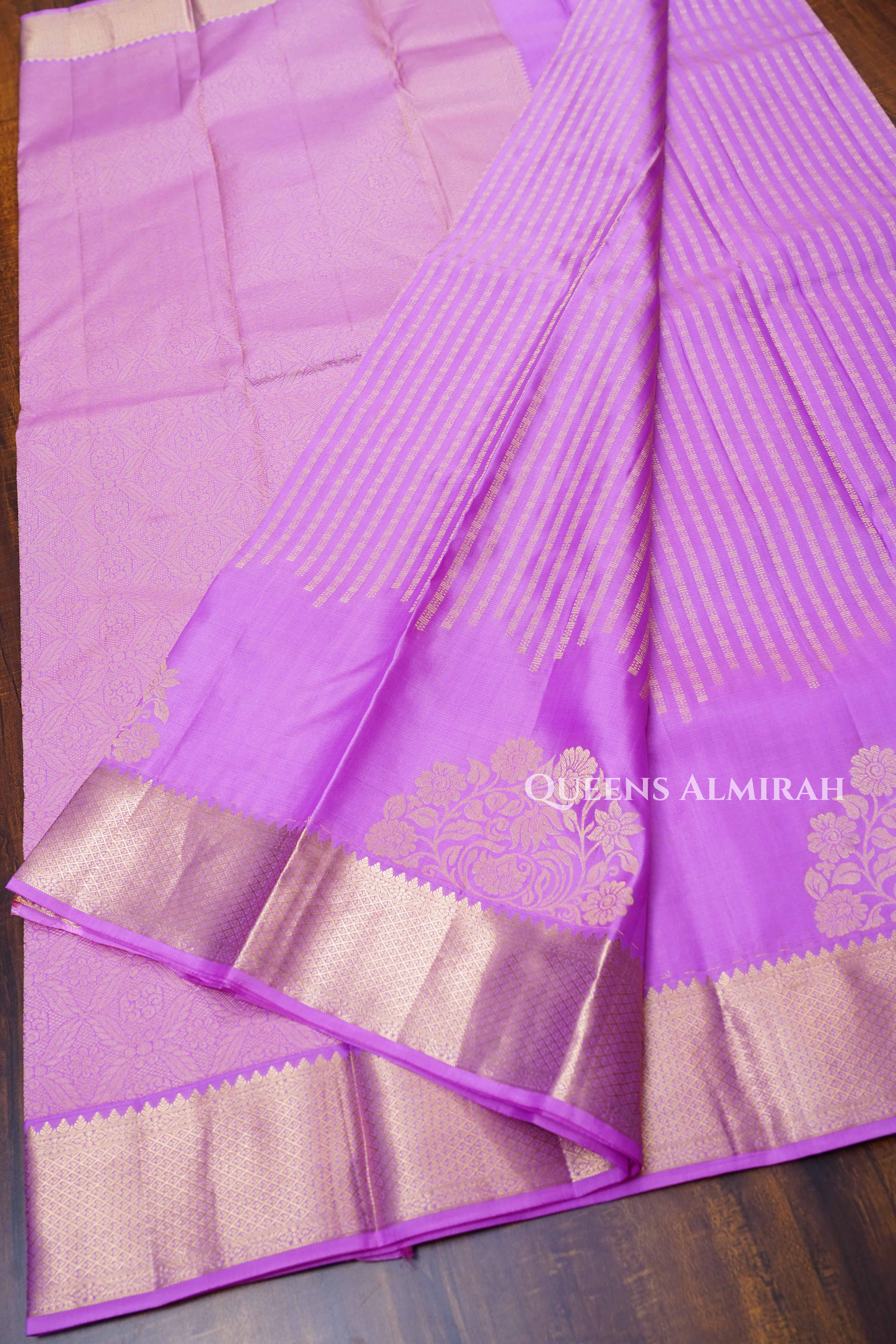 Lilac Purple Pure Kanchivaram Silk Saree