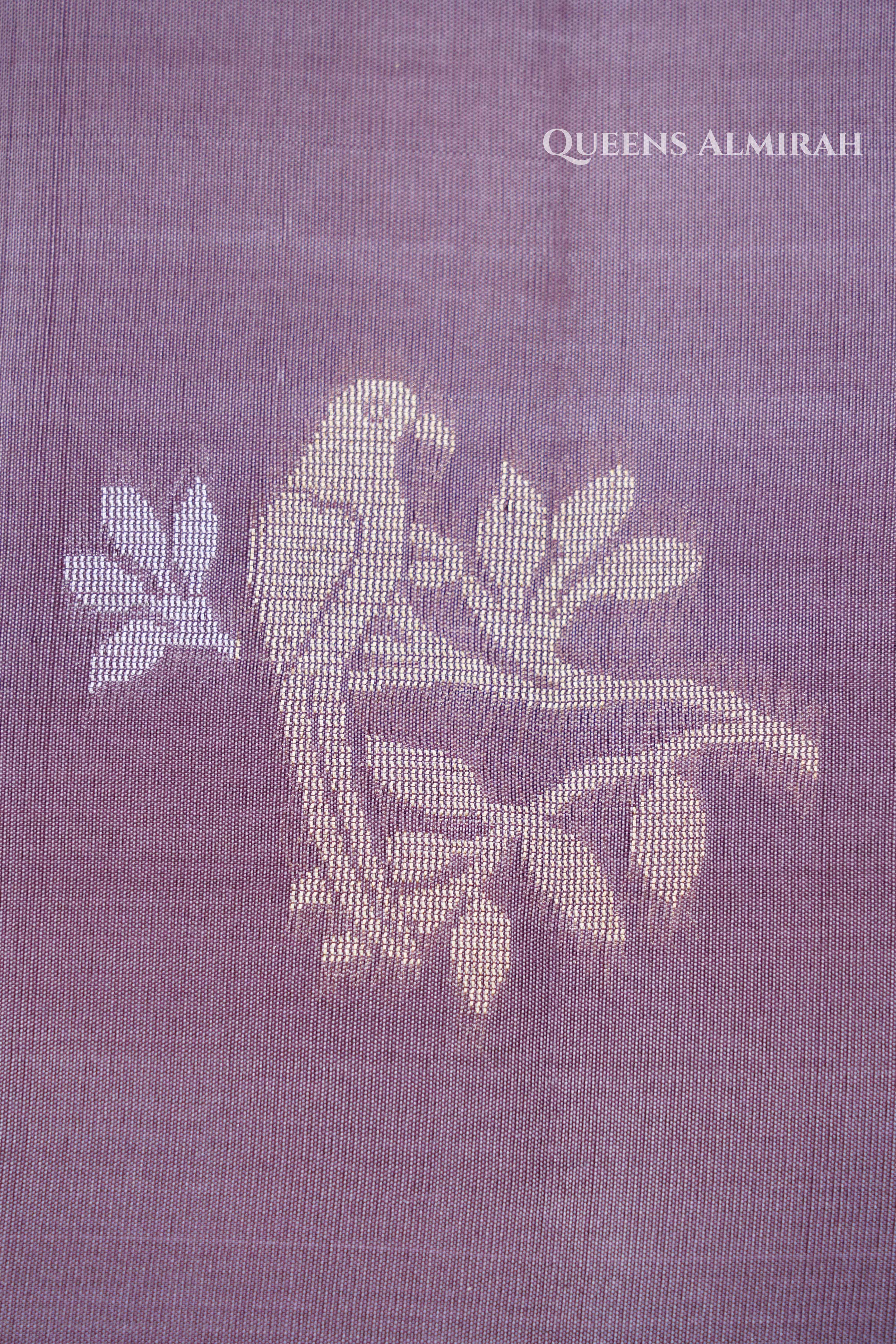 Light Mauve Pure Kora Soft Silk Saree