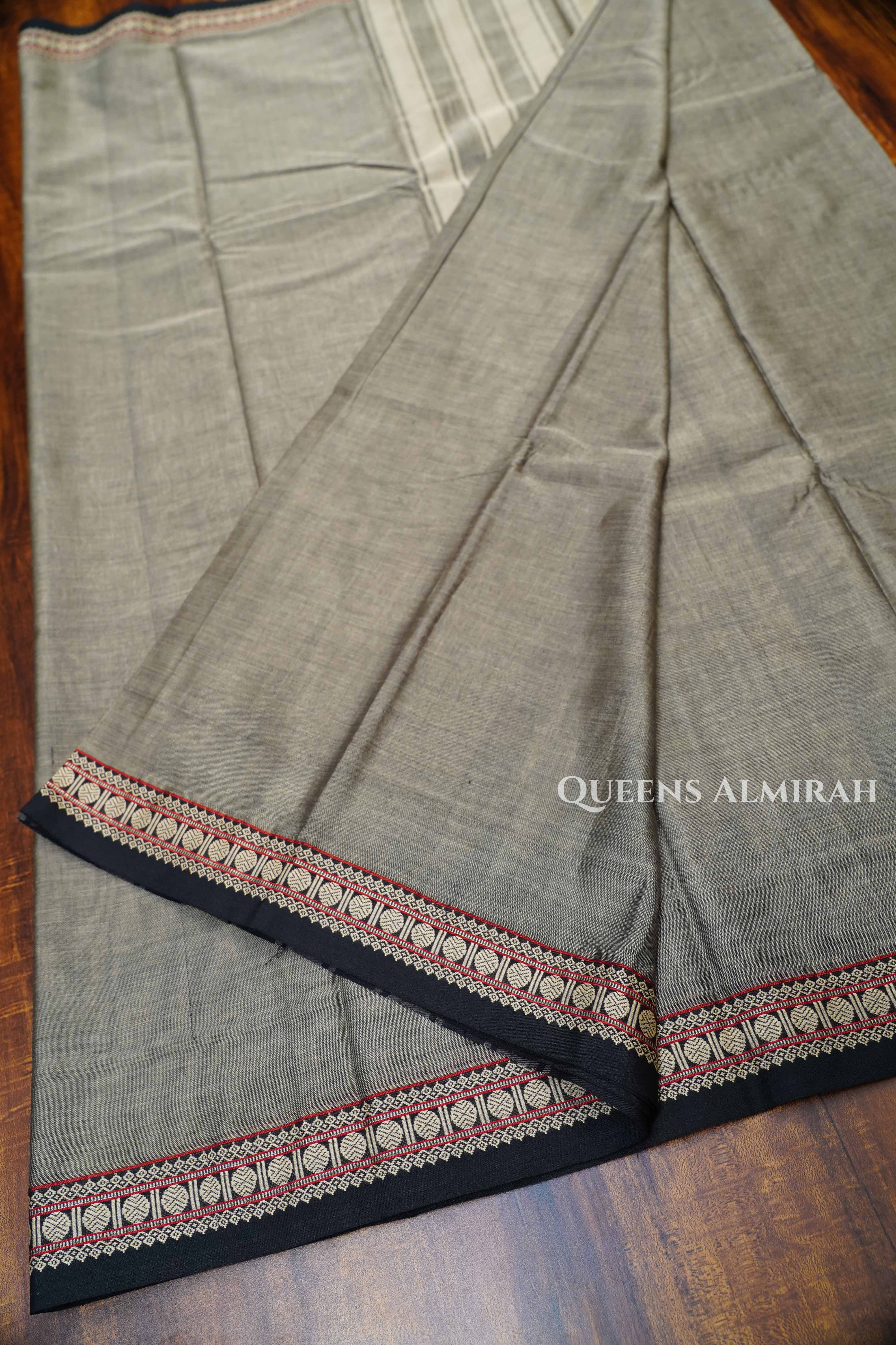 Grey Narayanpet Cotton Saree