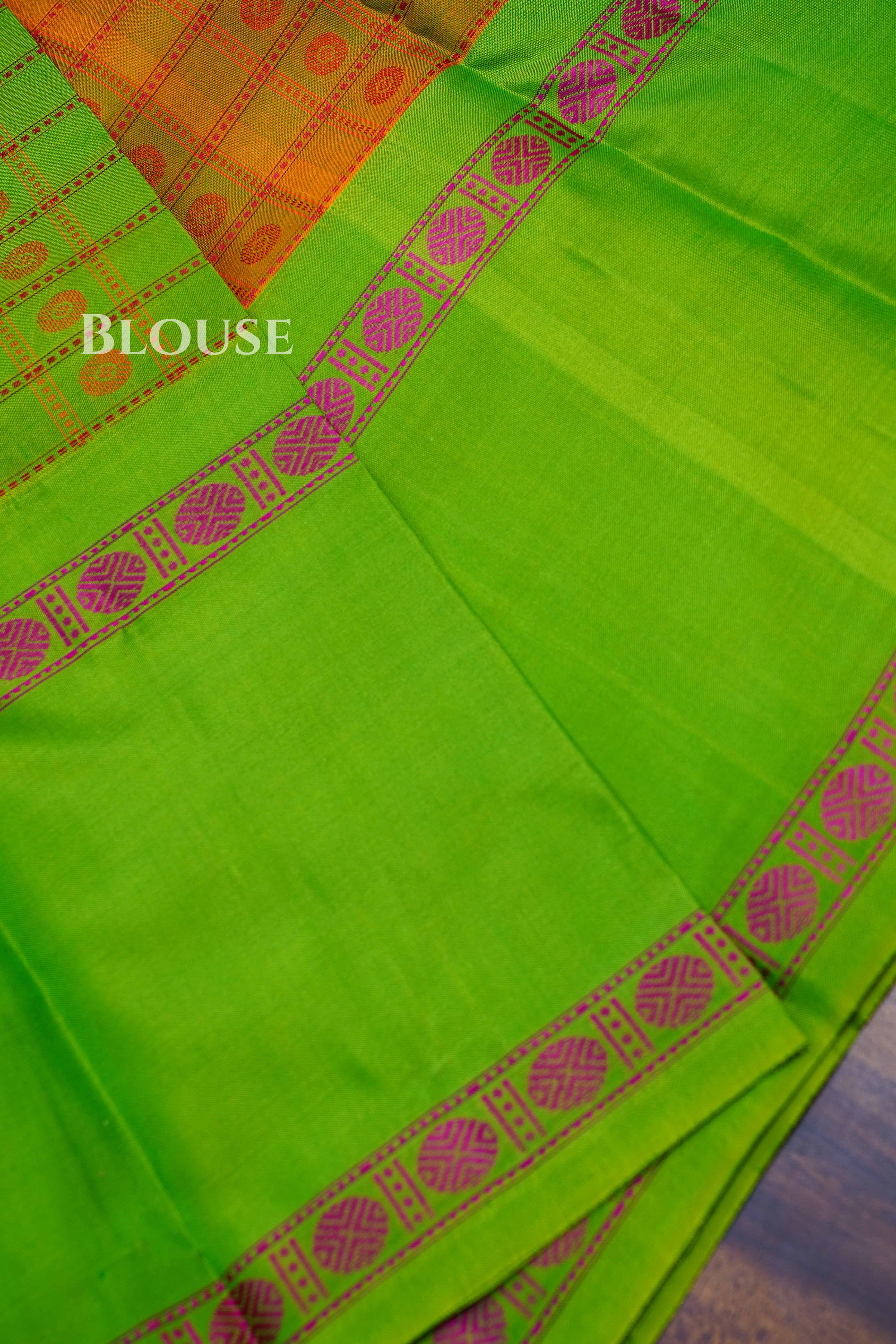 Mehandhi Green With Green Pure Kanchivaram Silk Saree