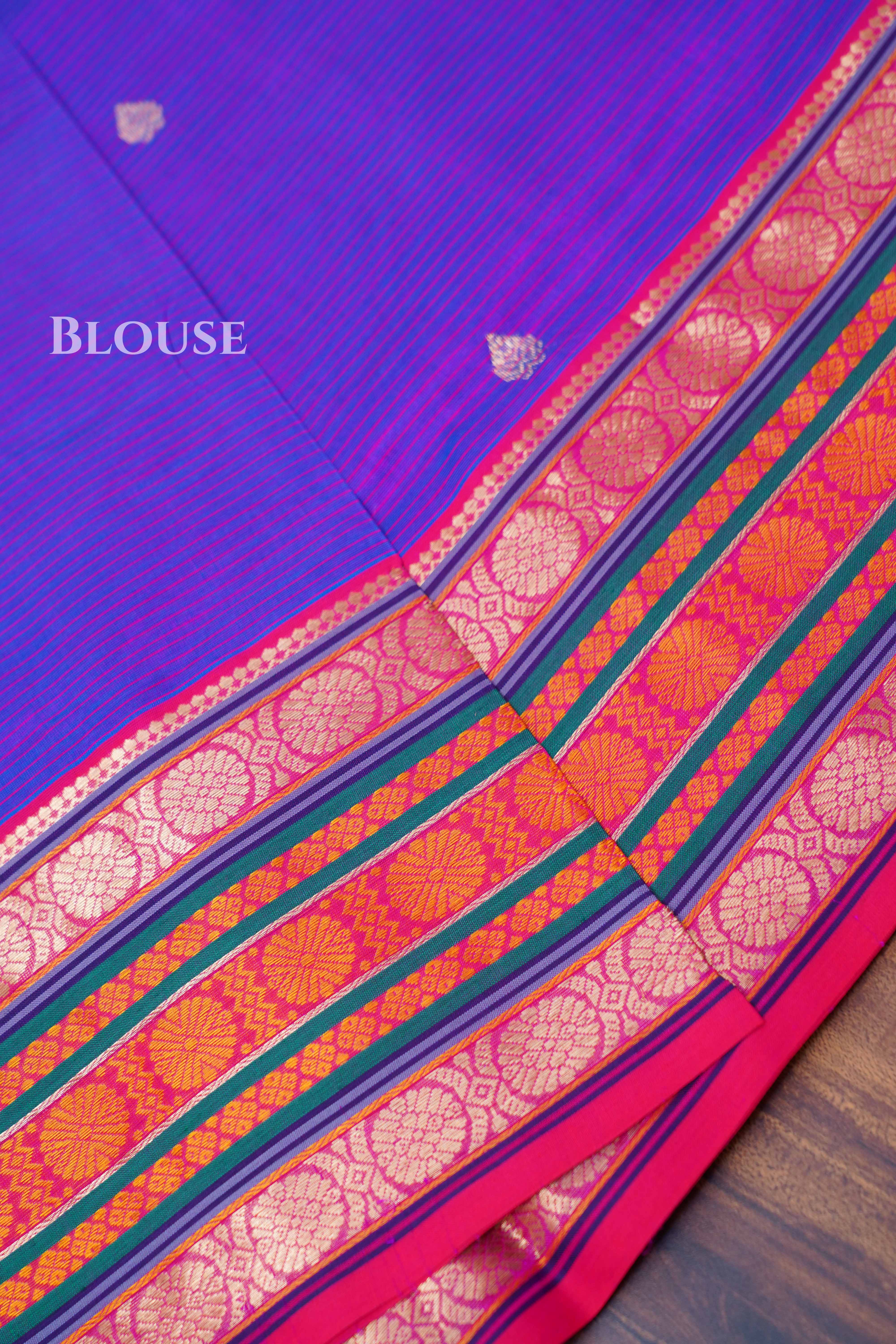 Dark Lavender Karaikudi Chettinad Silk Cotton Saree