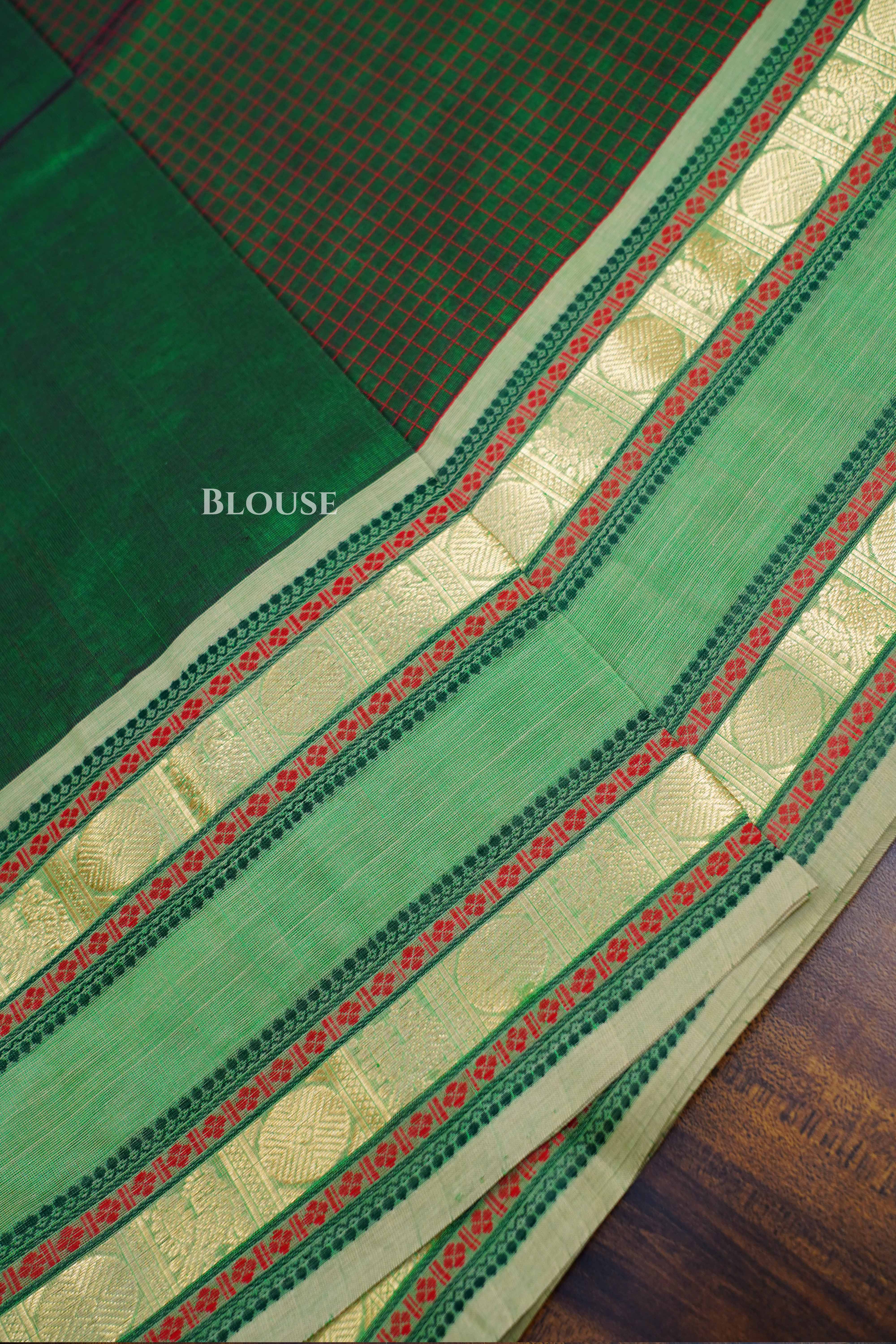 Green Karaikudi Chettinad Silk Cotton Saree 1