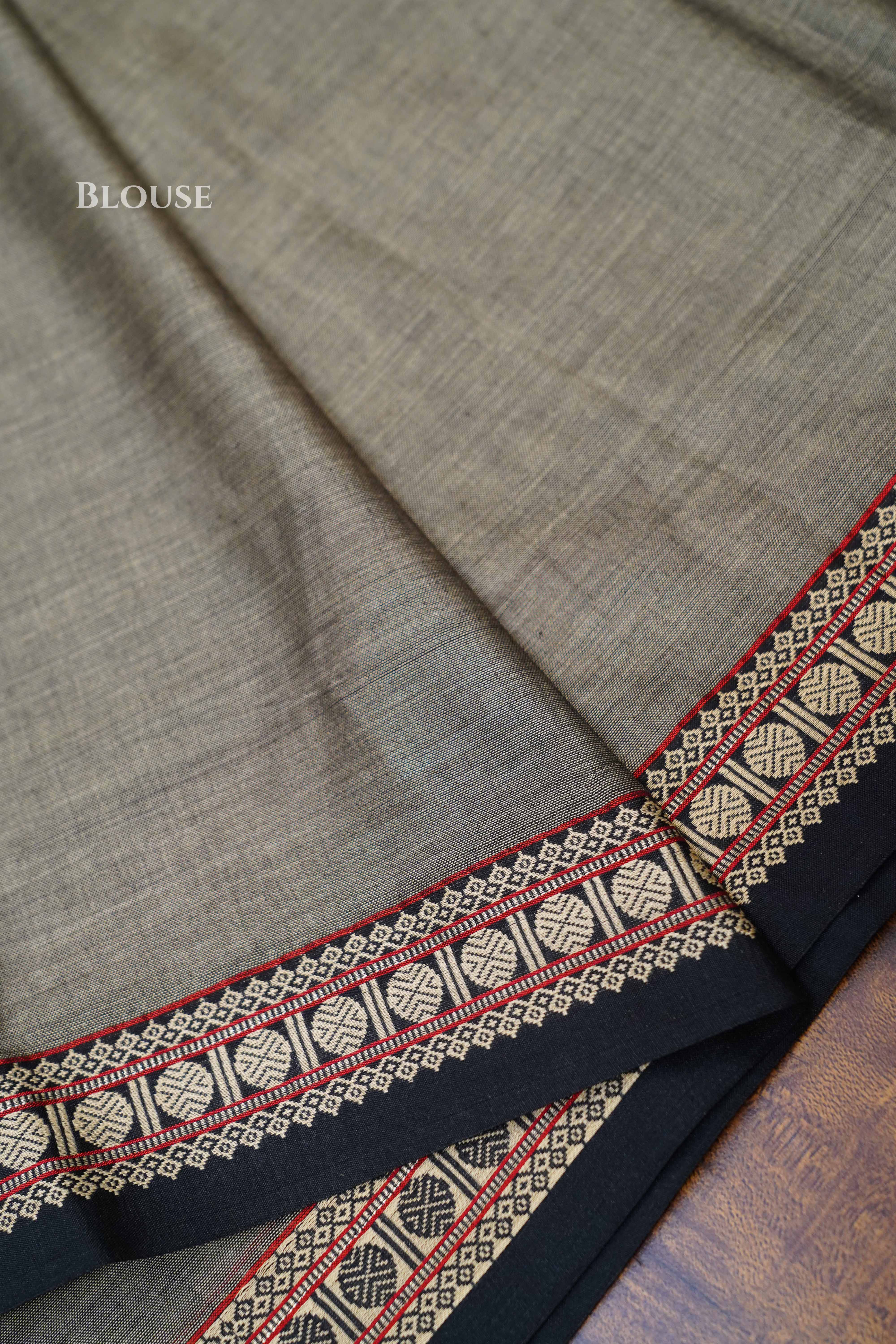 Grey Narayanpet Cotton Saree
