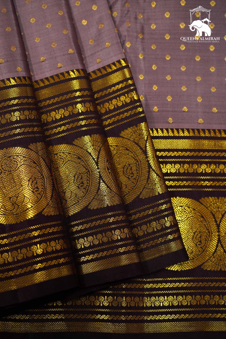 FADED PURPLE WITH MATTE PURPLE KANCHIVARAM SILK SAREE - Queens Jewel Emporium