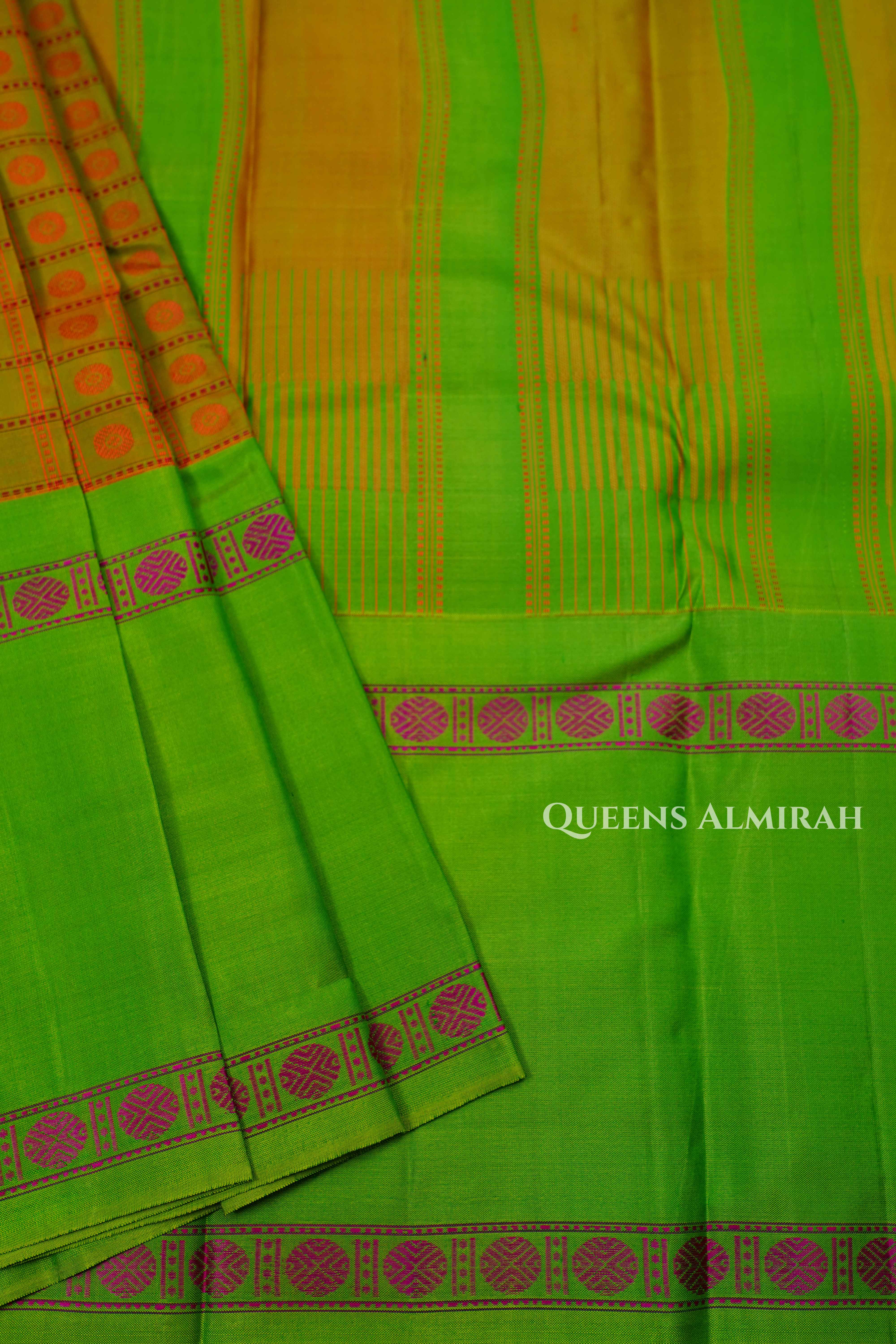 Mehandhi Green With Green Pure Kanchivaram Silk Saree
