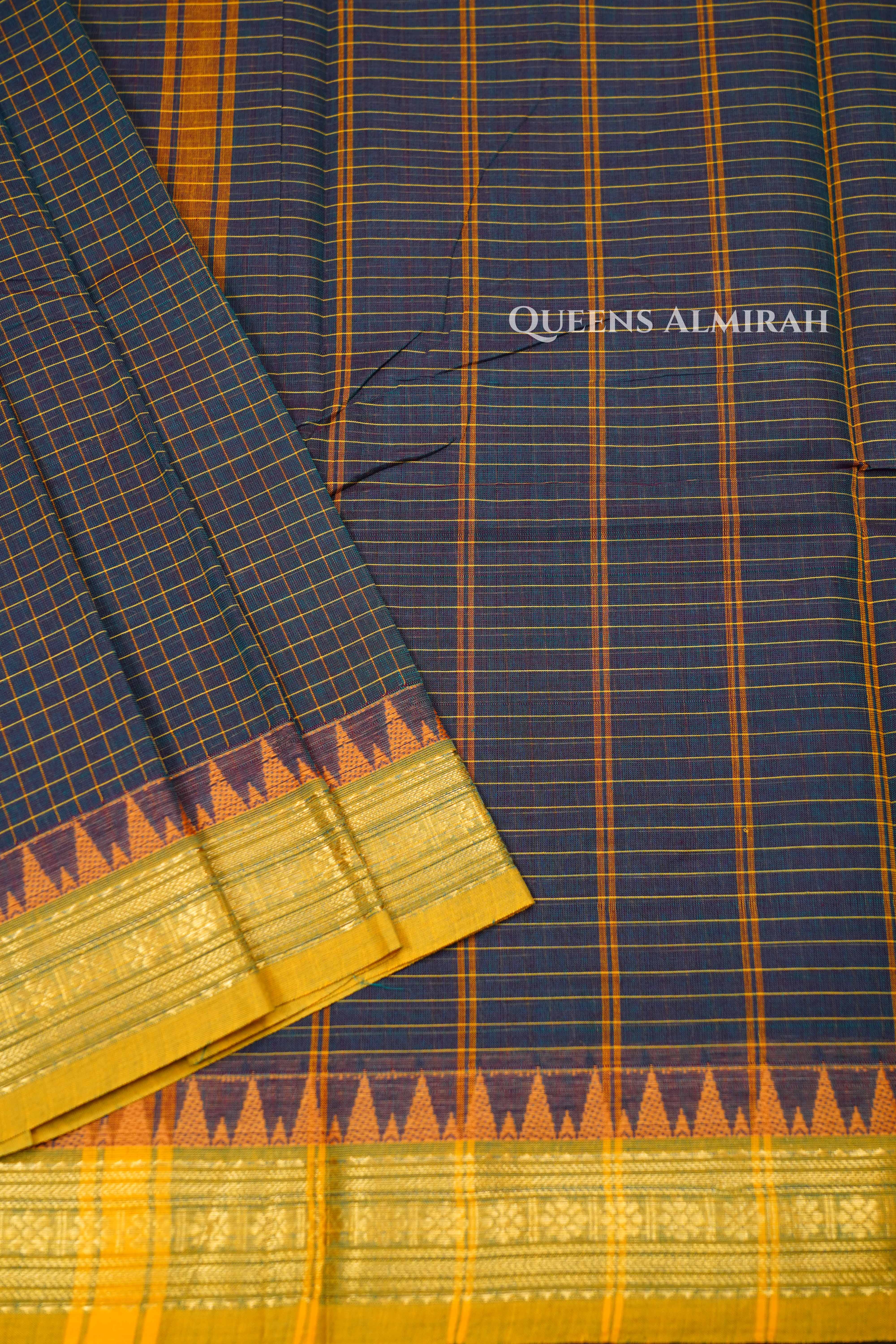 Riffle Green With Yellow Kanchi Cotton Saree