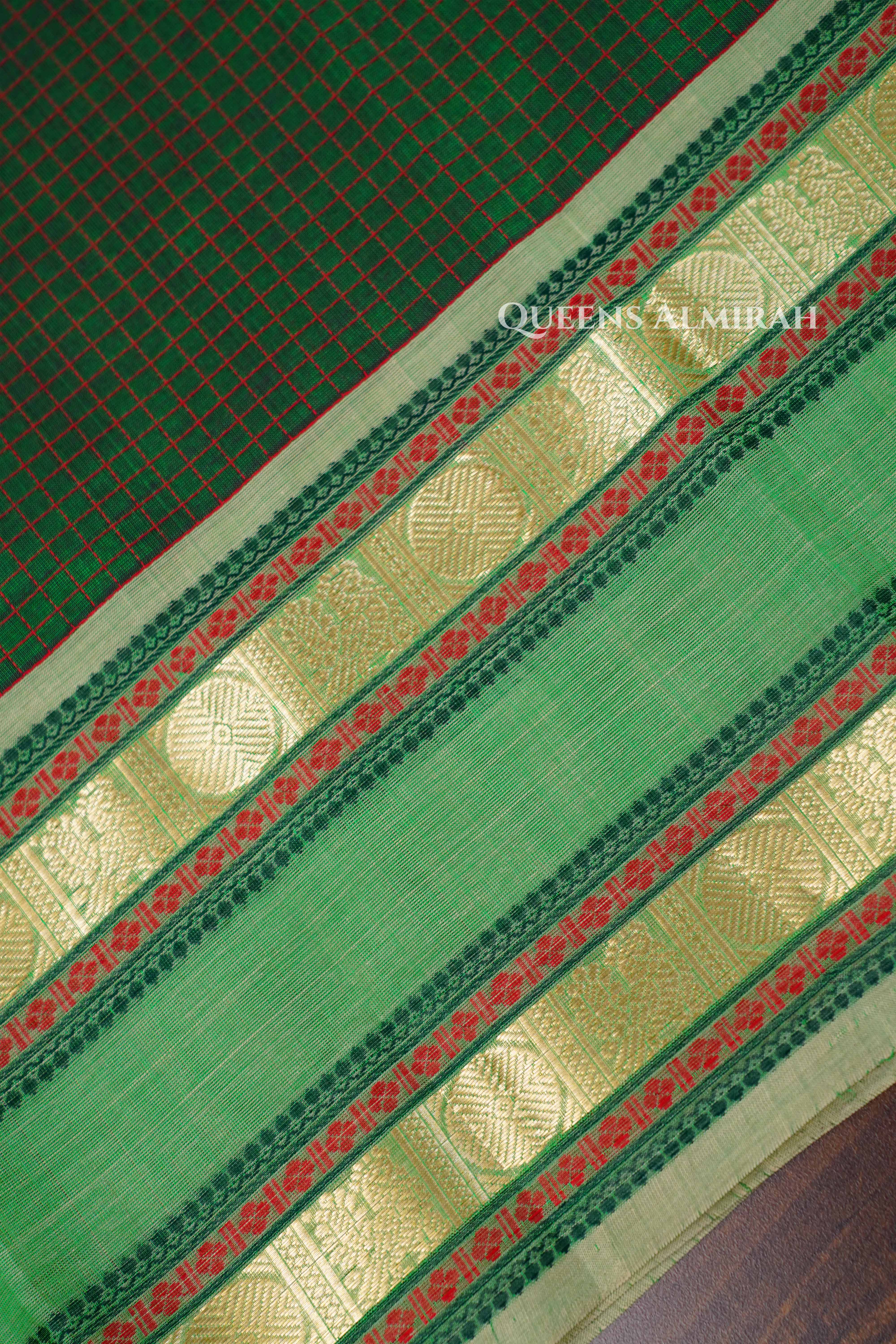 Green Karaikudi Chettinad Silk Cotton Saree 1