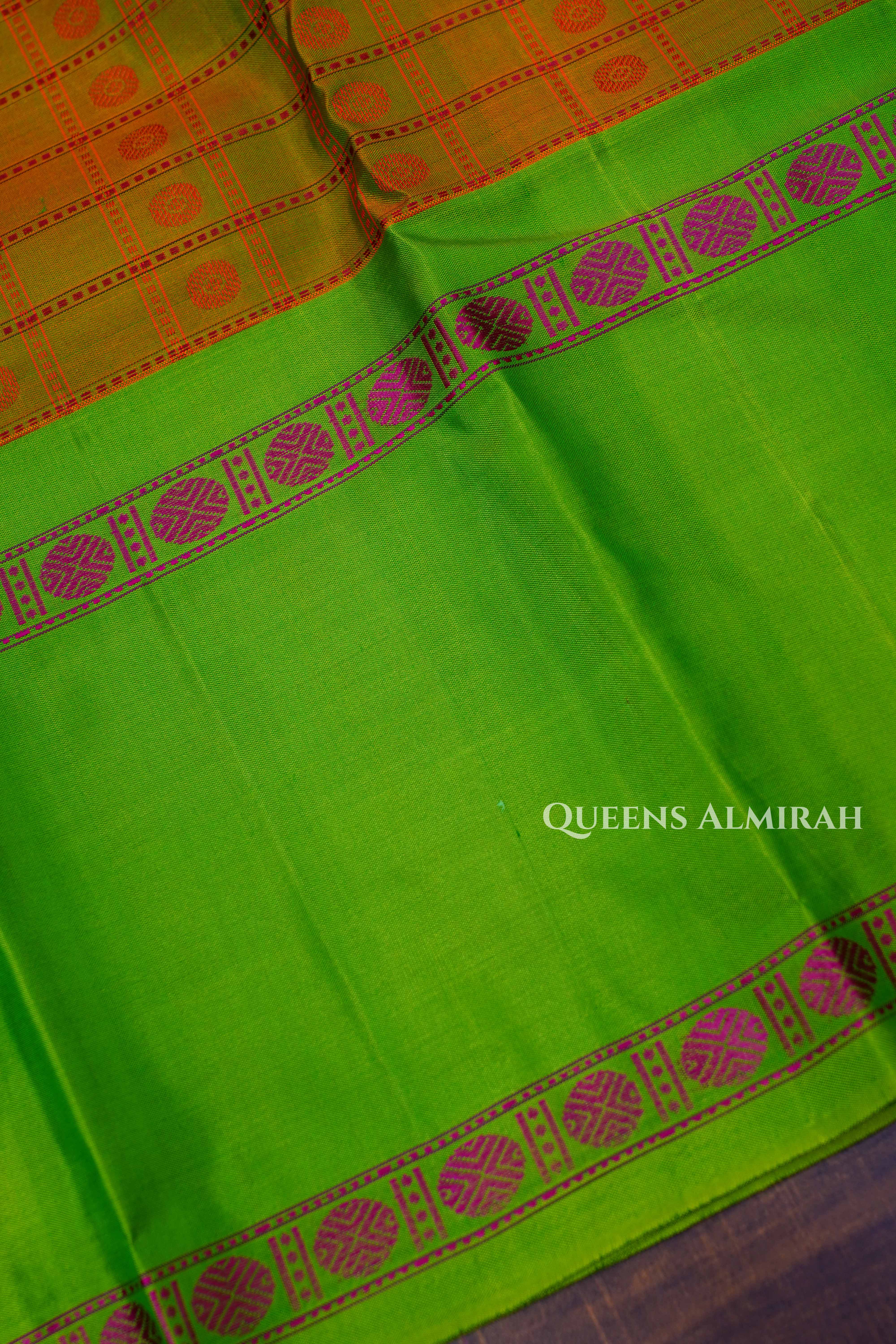 Mehandhi Green With Green Pure Kanchivaram Silk Saree