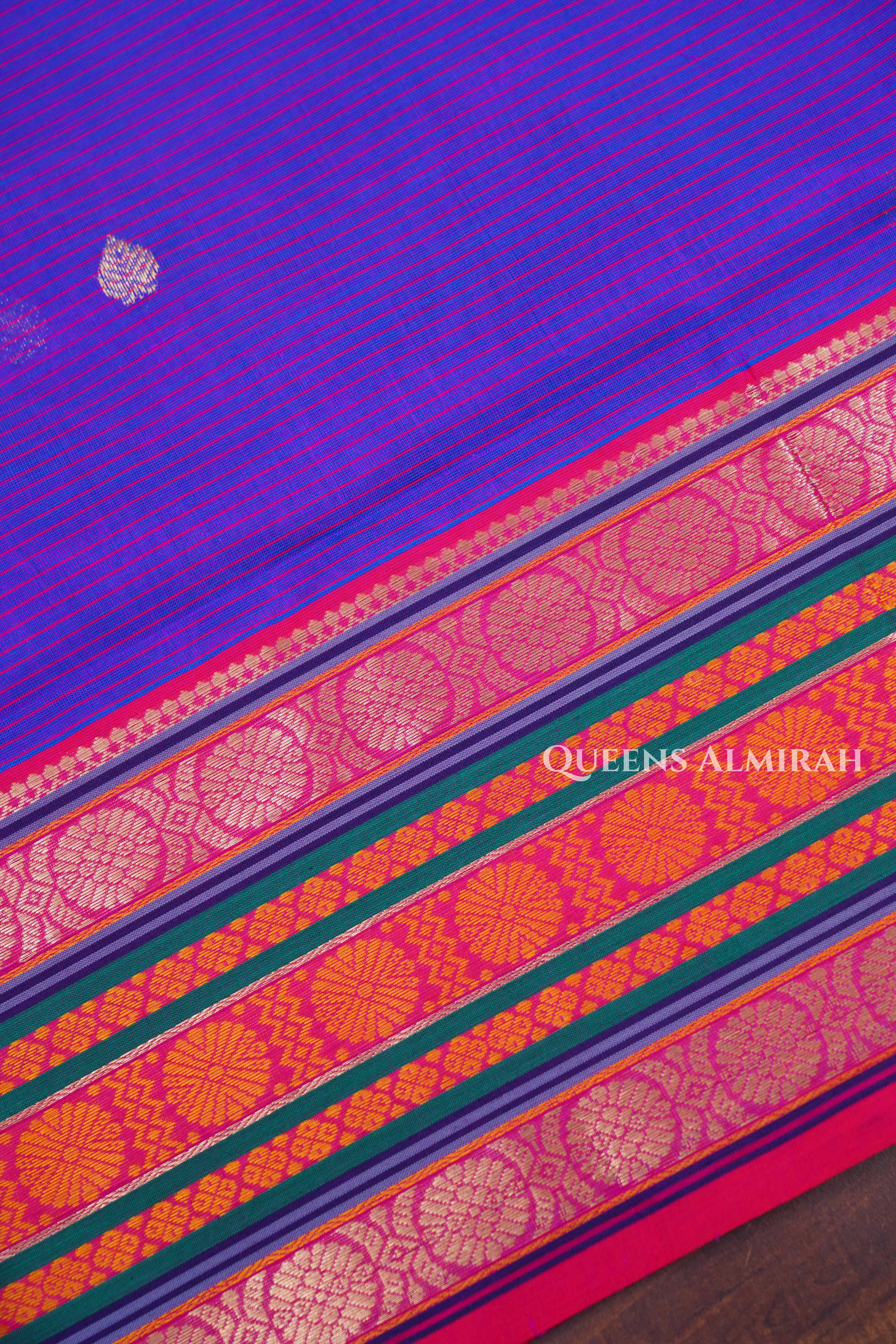 Dark Lavender Karaikudi Chettinad Silk Cotton Saree