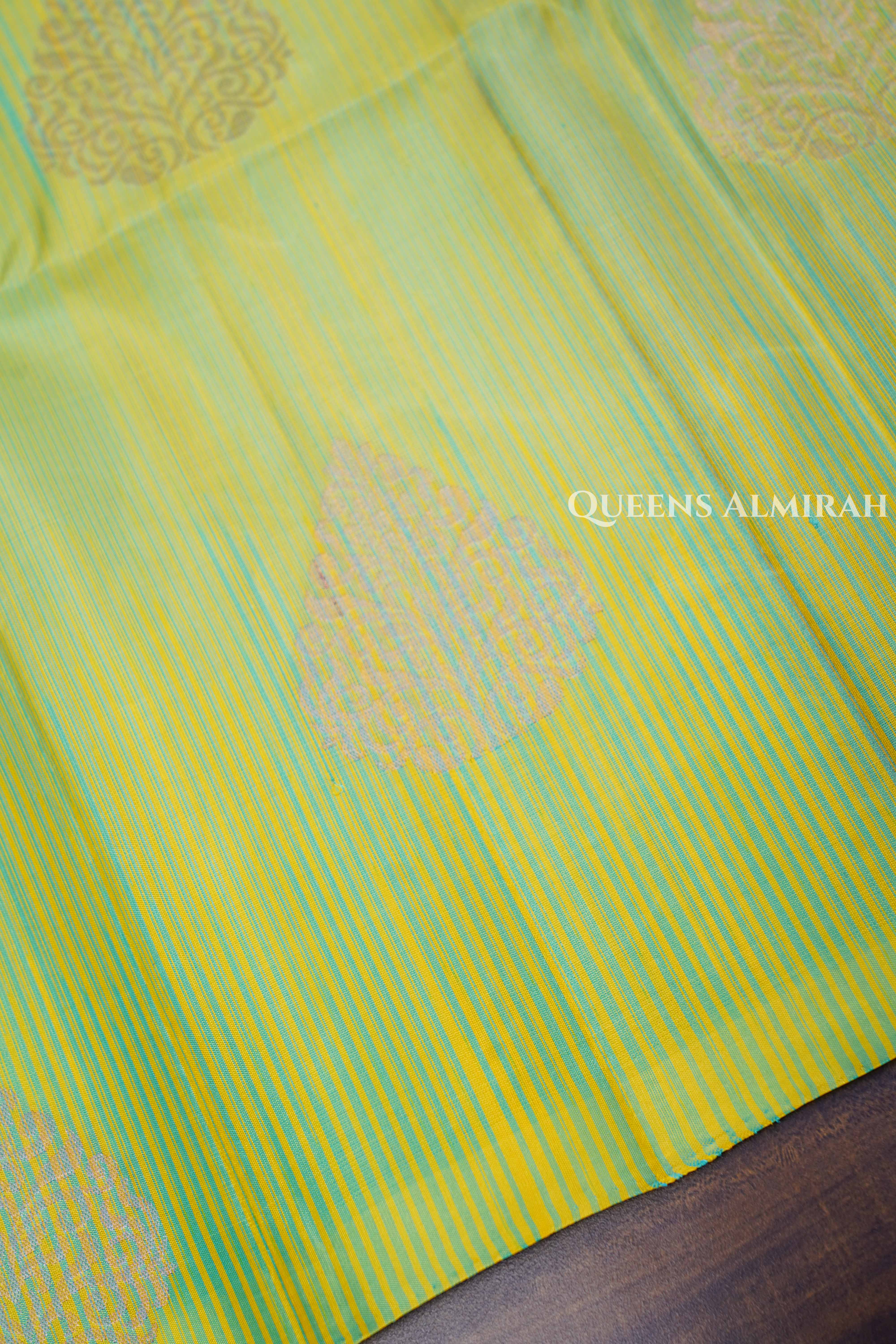 Pista Green With Purple Pure Soft Silk Saree