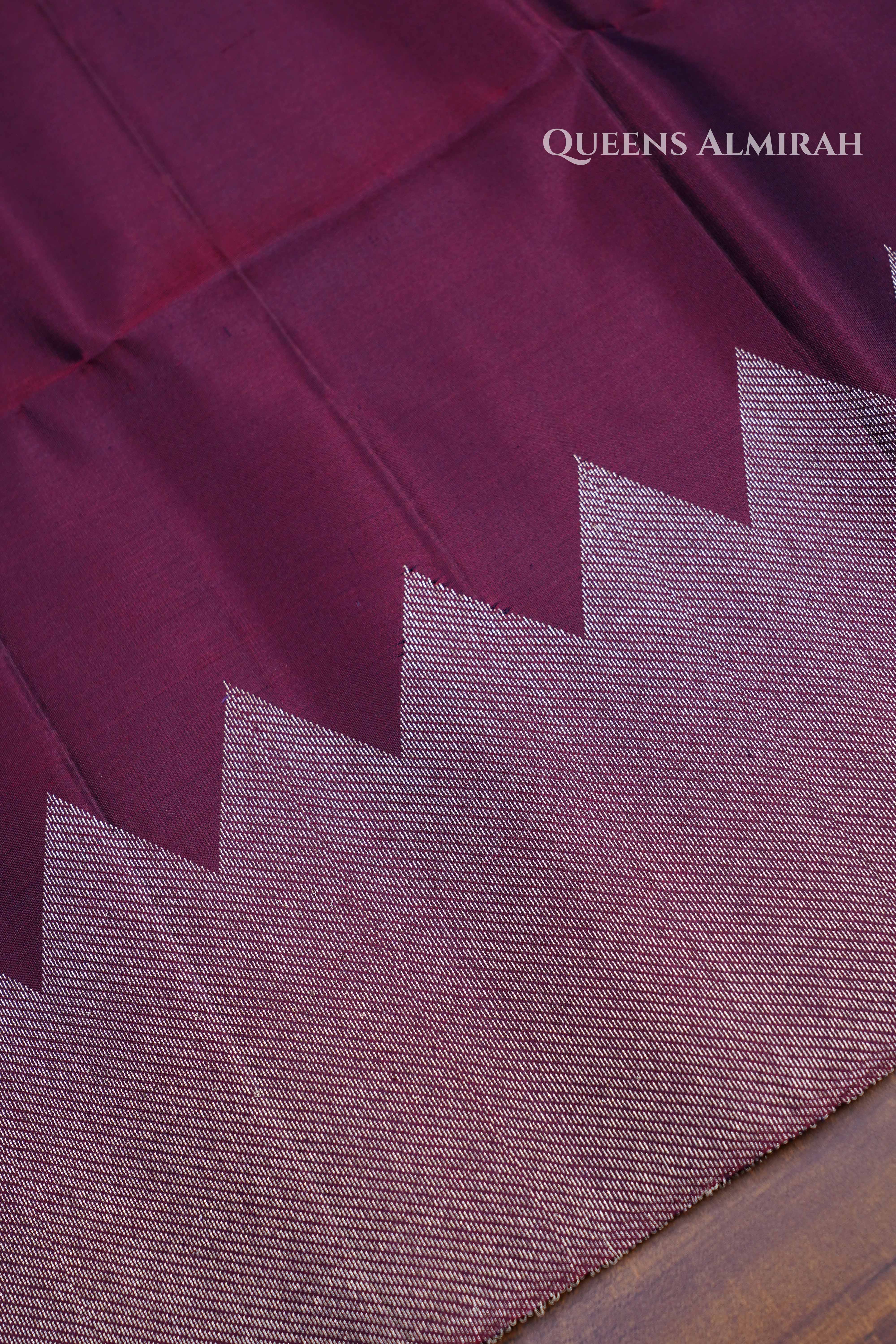 Red Wine Pure Soft Silk Saree