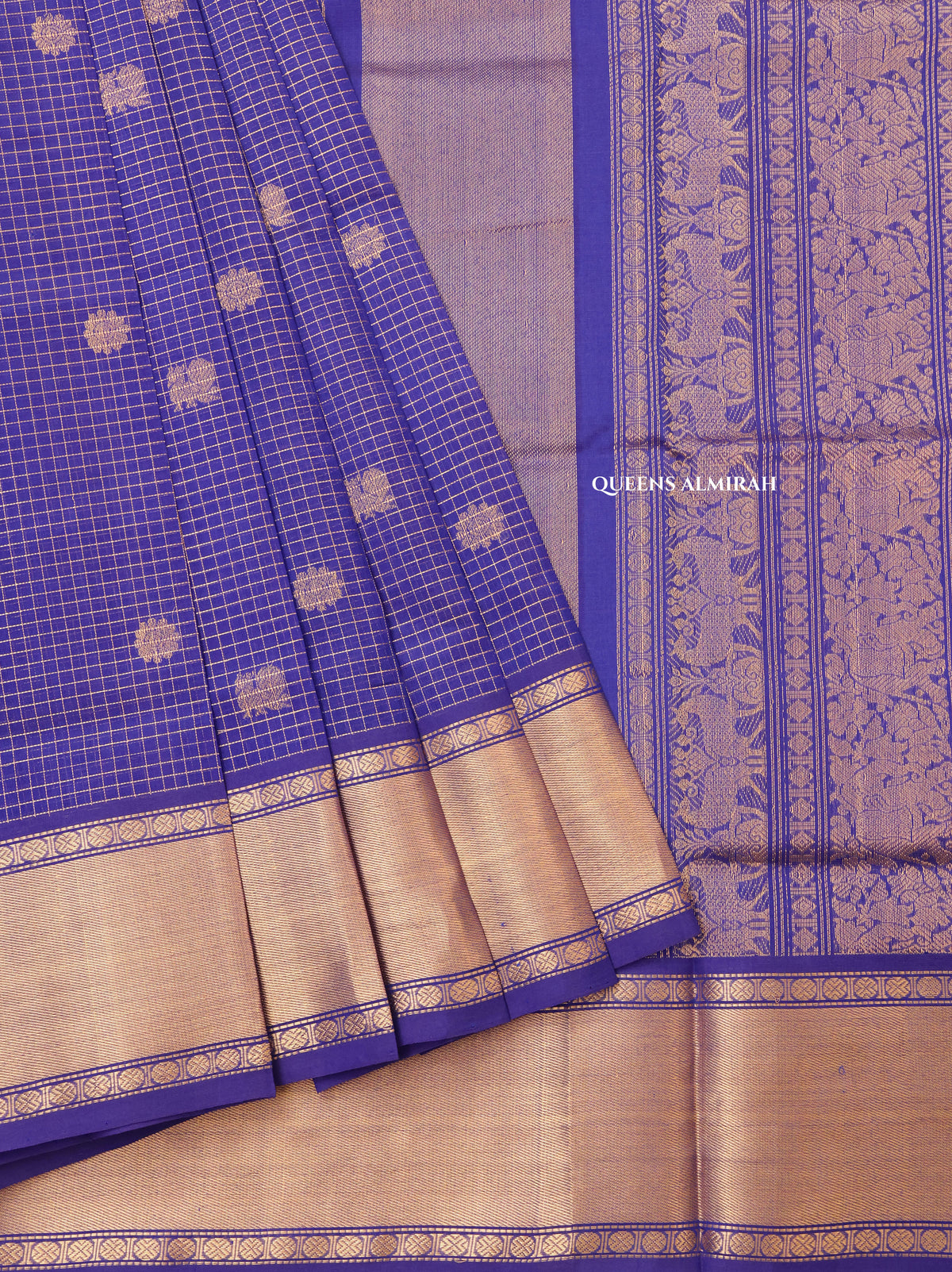 Ms Blue Kattam Chettinad Silk Cotton Saree