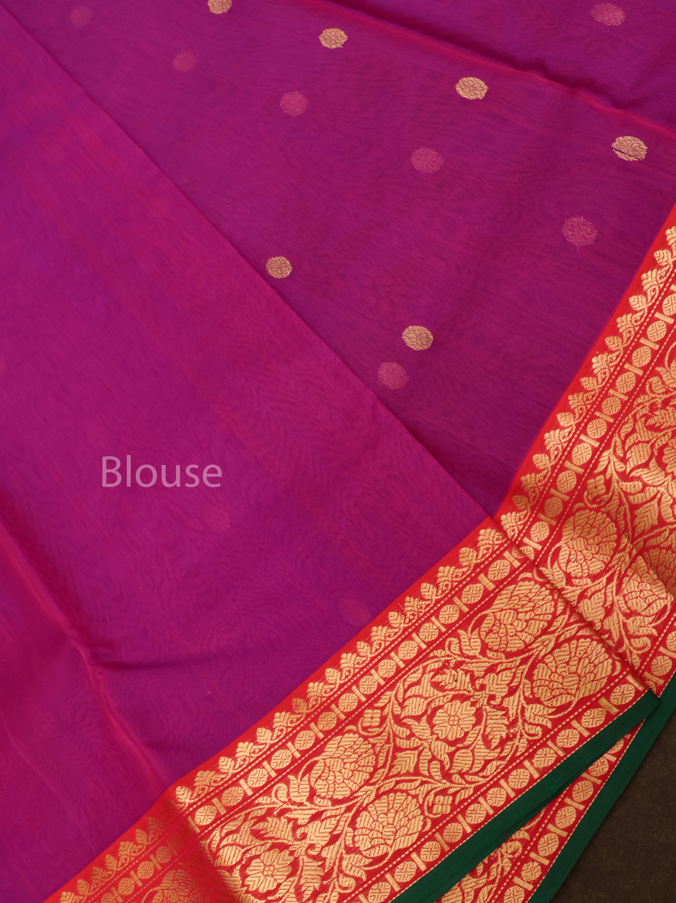 Purple With Red Chanderi Katan Silk Handloom Saree