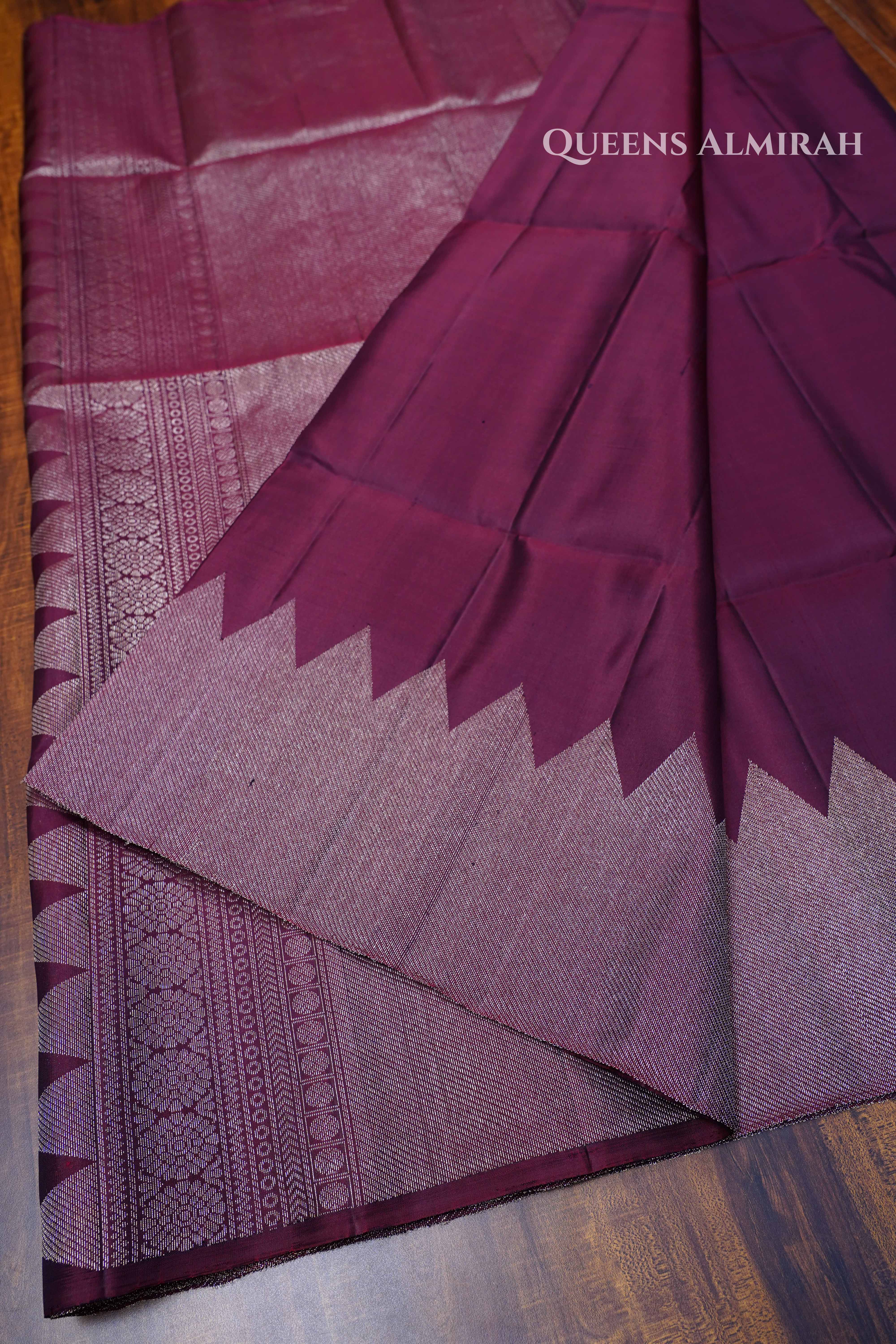 Red Wine Pure Soft Silk Saree