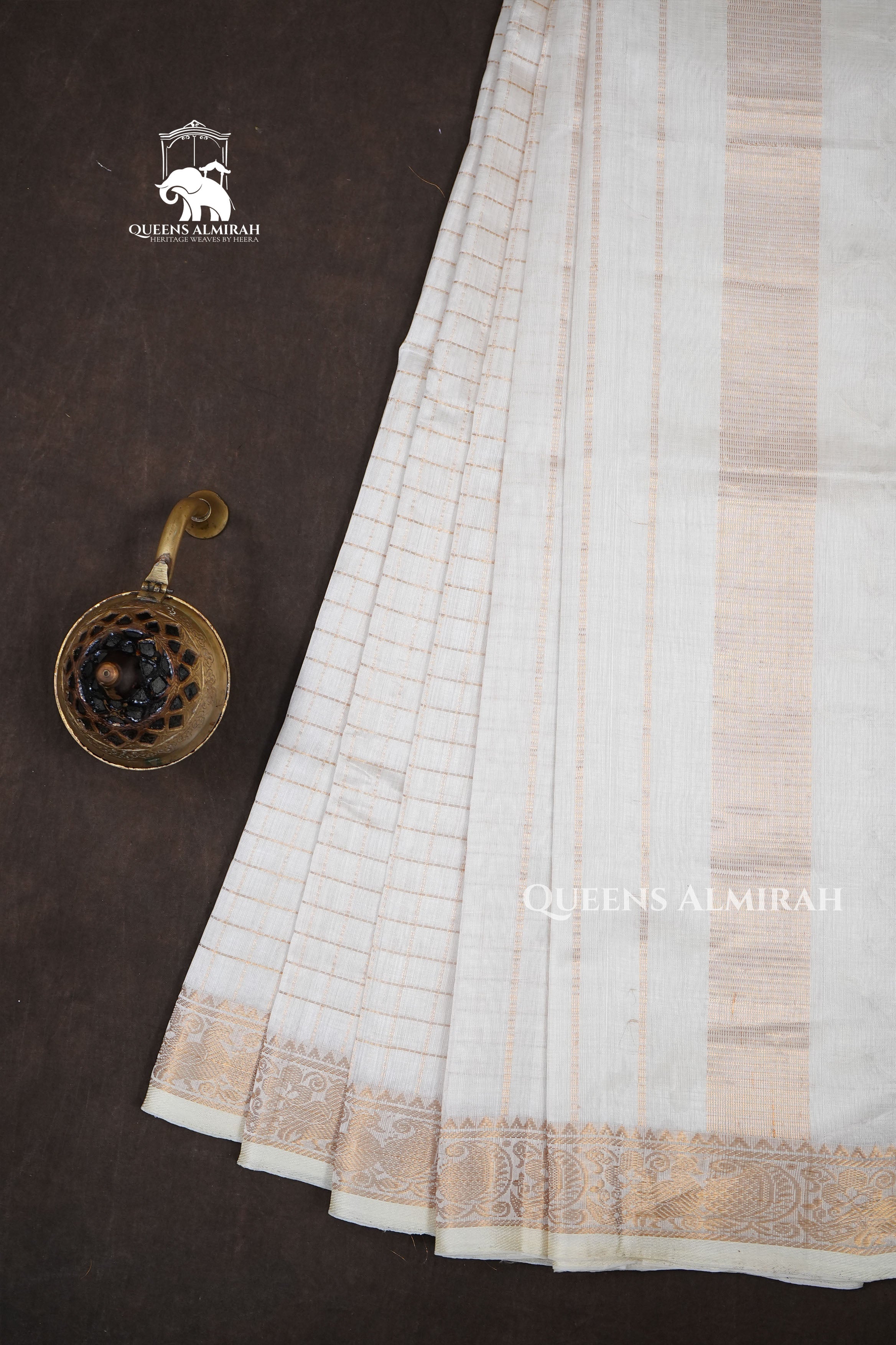 White Kattam Pure Silk Cotton Saree