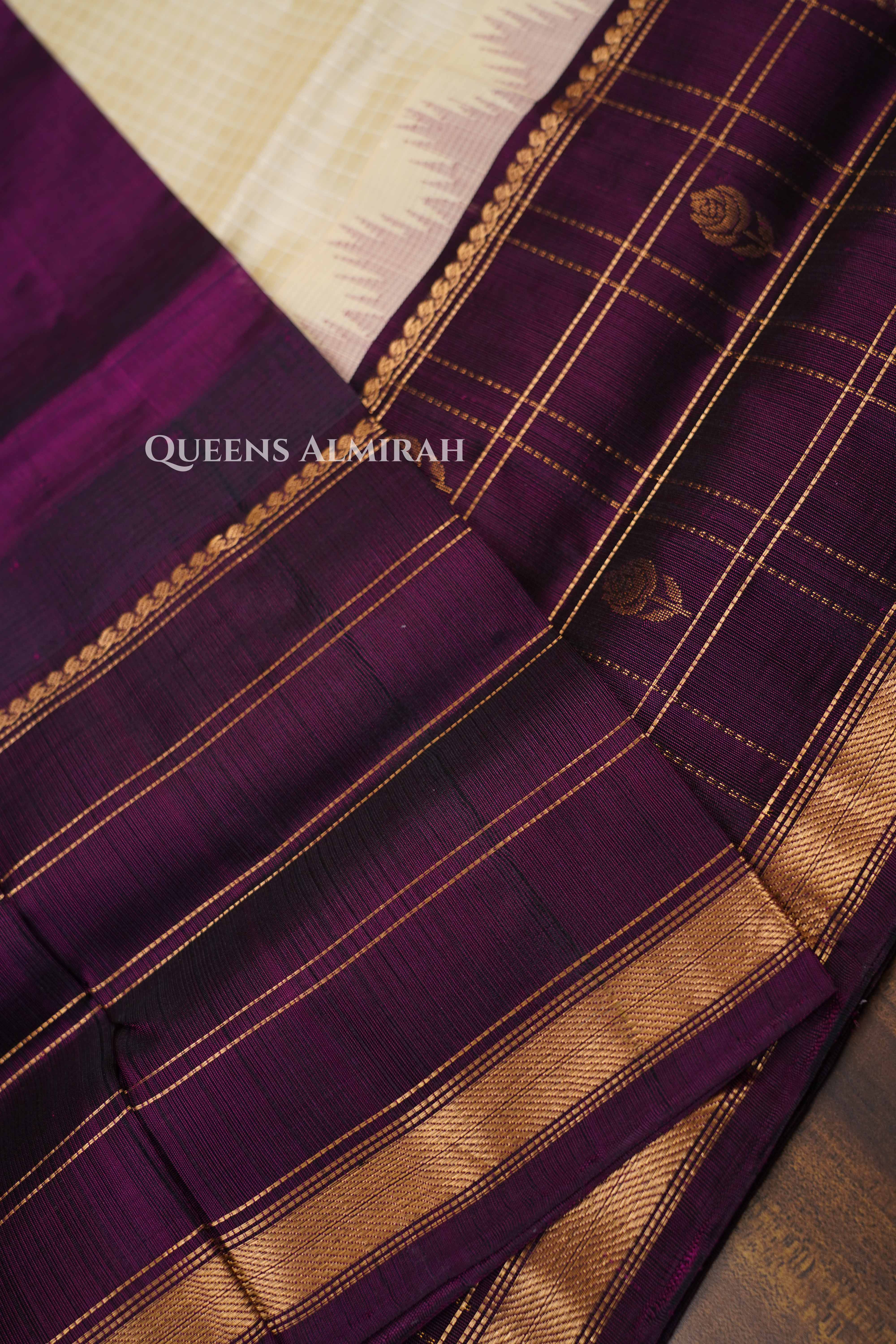 Milk White With Cocoa Bean Pure Kanchi Silk Cotton Saree