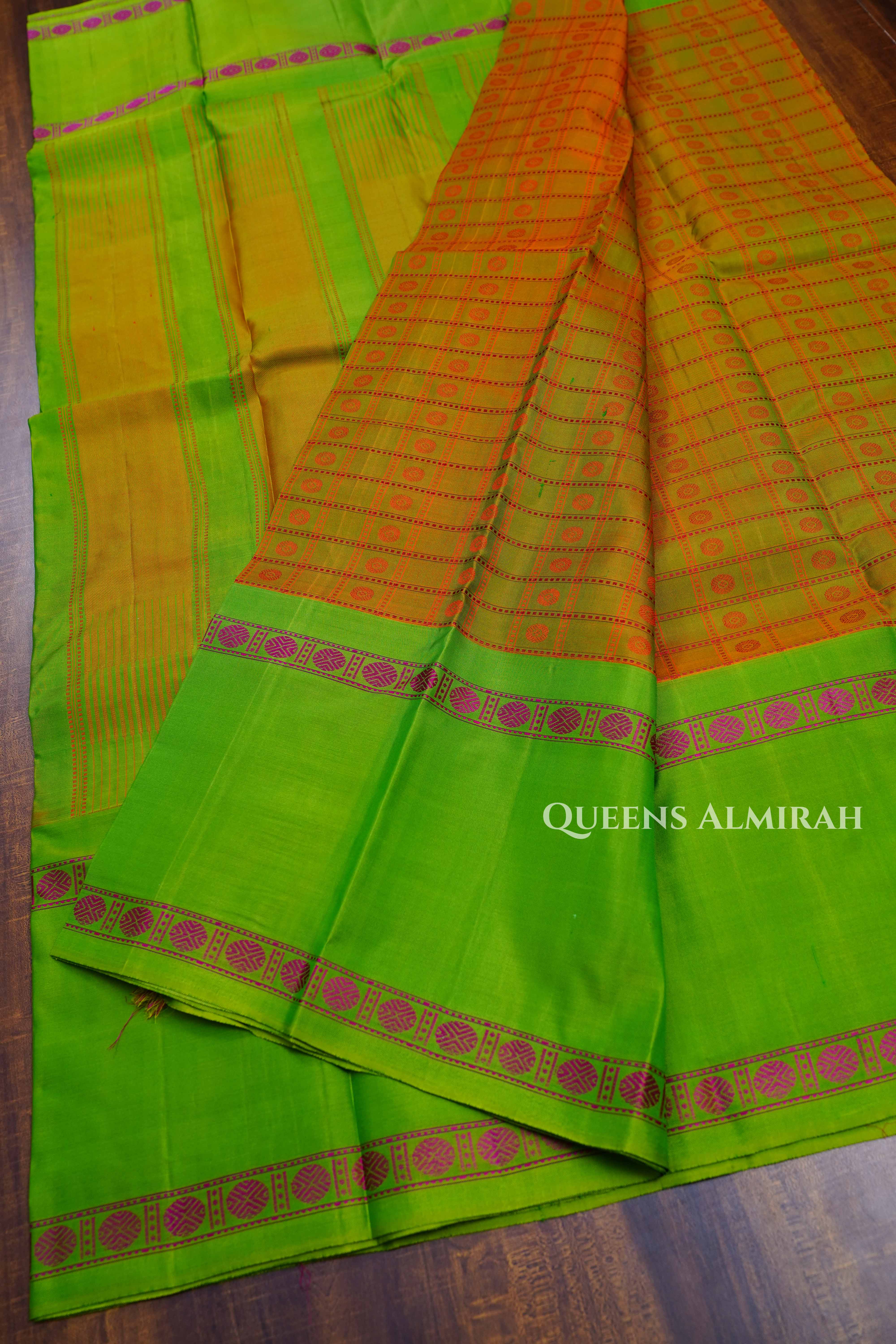 Mehandhi Green With Green Pure Kanchivaram Silk Saree