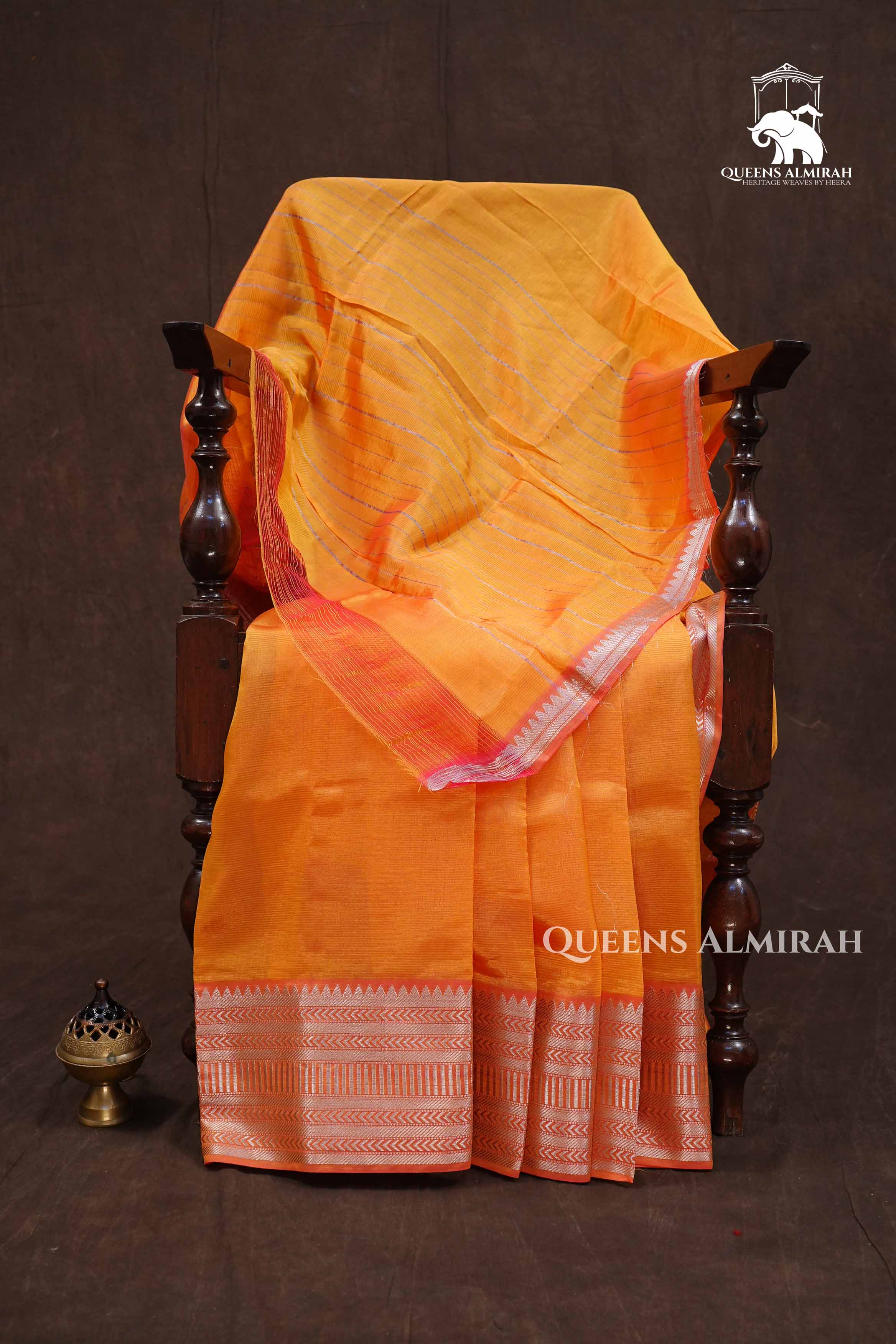 Orange Mangalgiri Saree