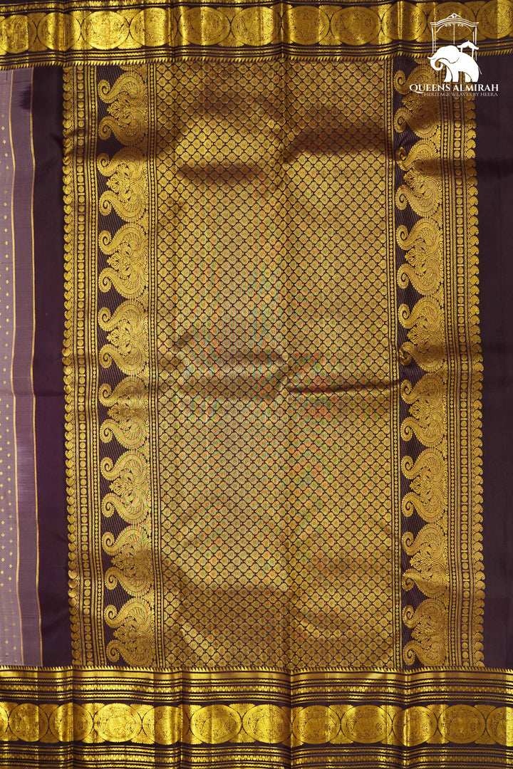 FADED PURPLE WITH MATTE PURPLE KANCHIVARAM SILK SAREE - Queens Jewel Emporium
