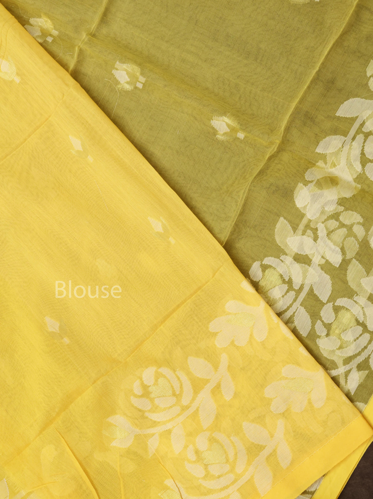 Yellow Muslin Jamdani Saree