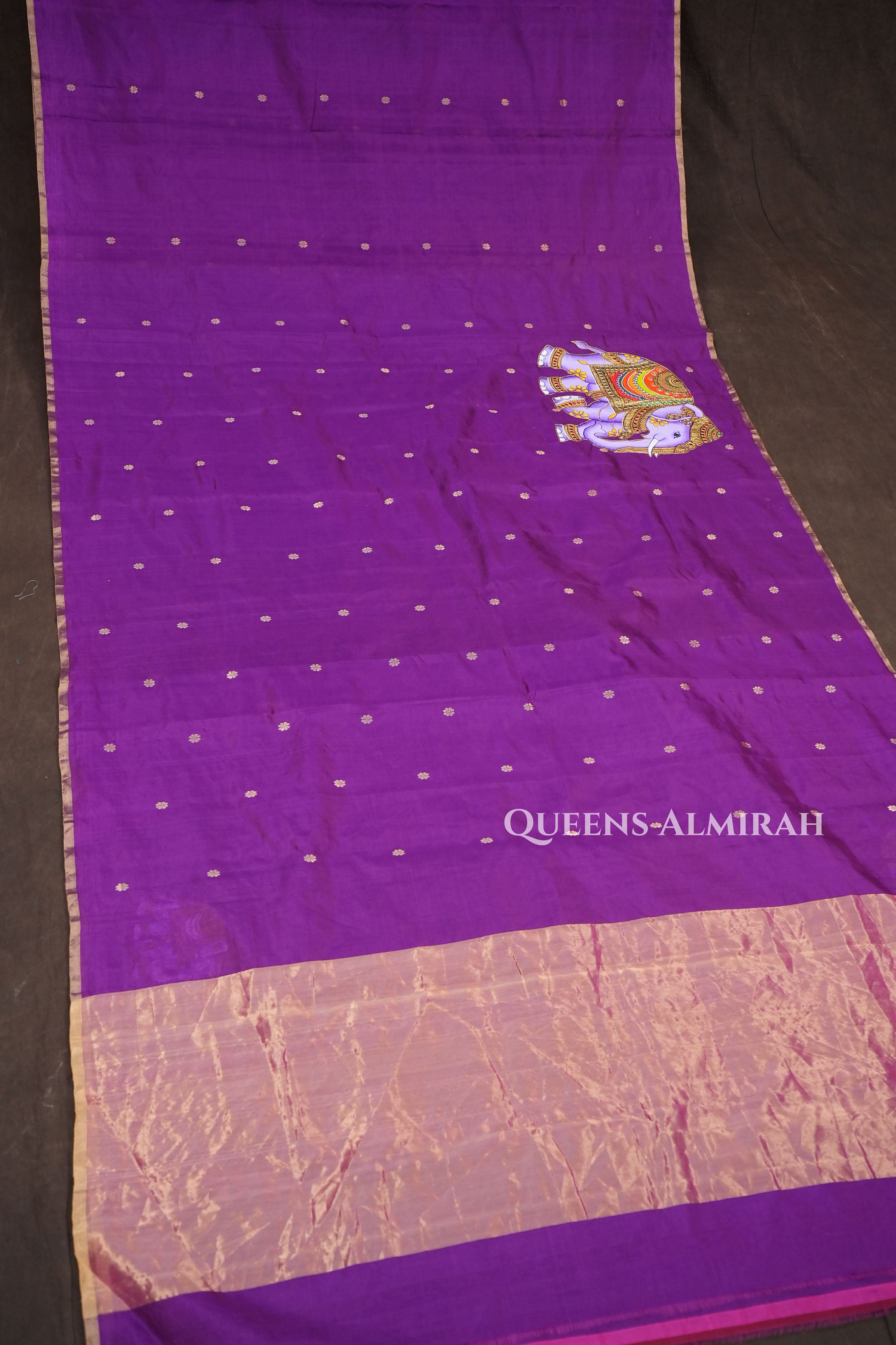 Magenta Pink Gajamukhi  Katan Chanderi Silk Saree