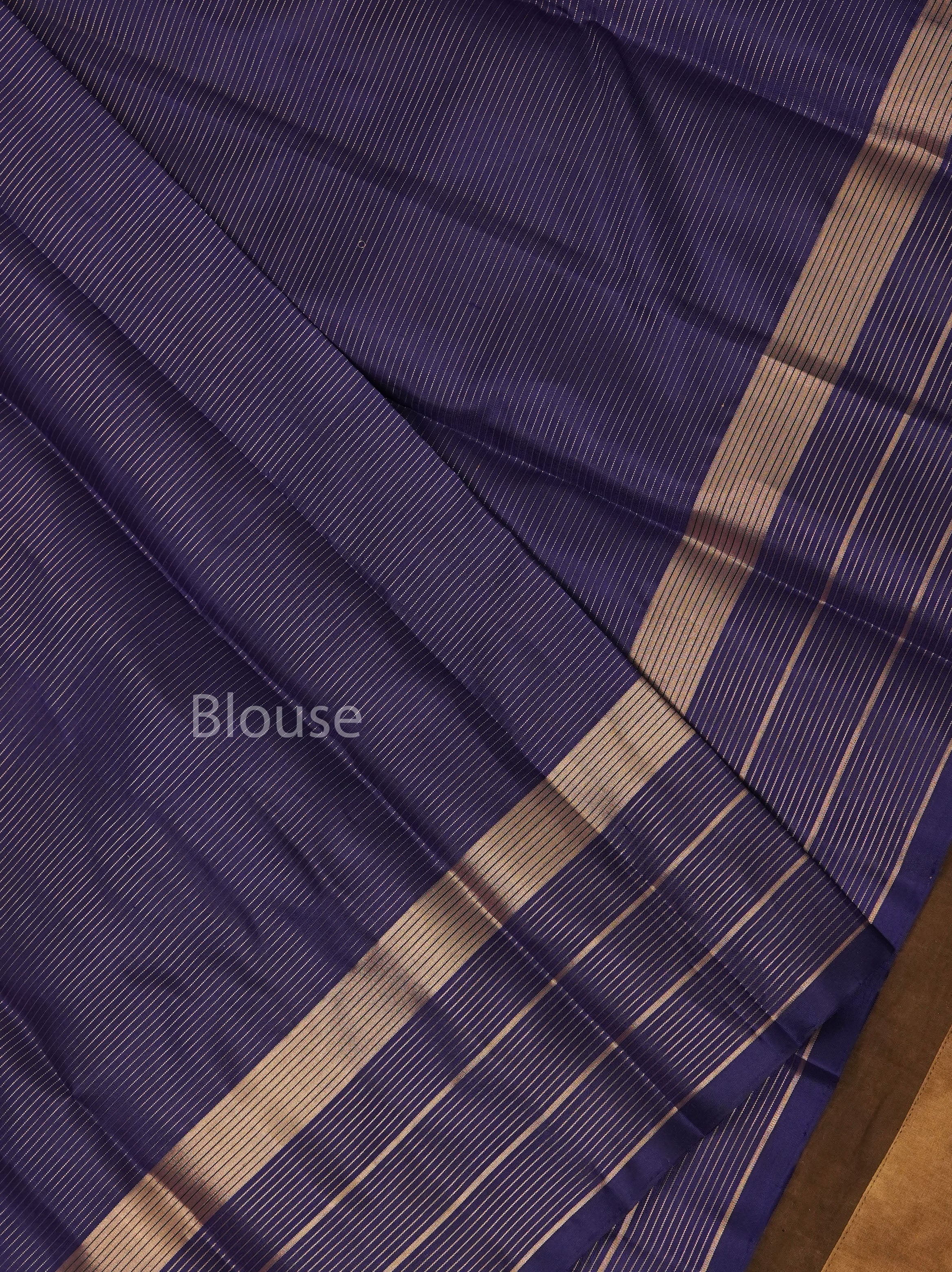 Navy Blue Pure Kanchivaram Silk Saree