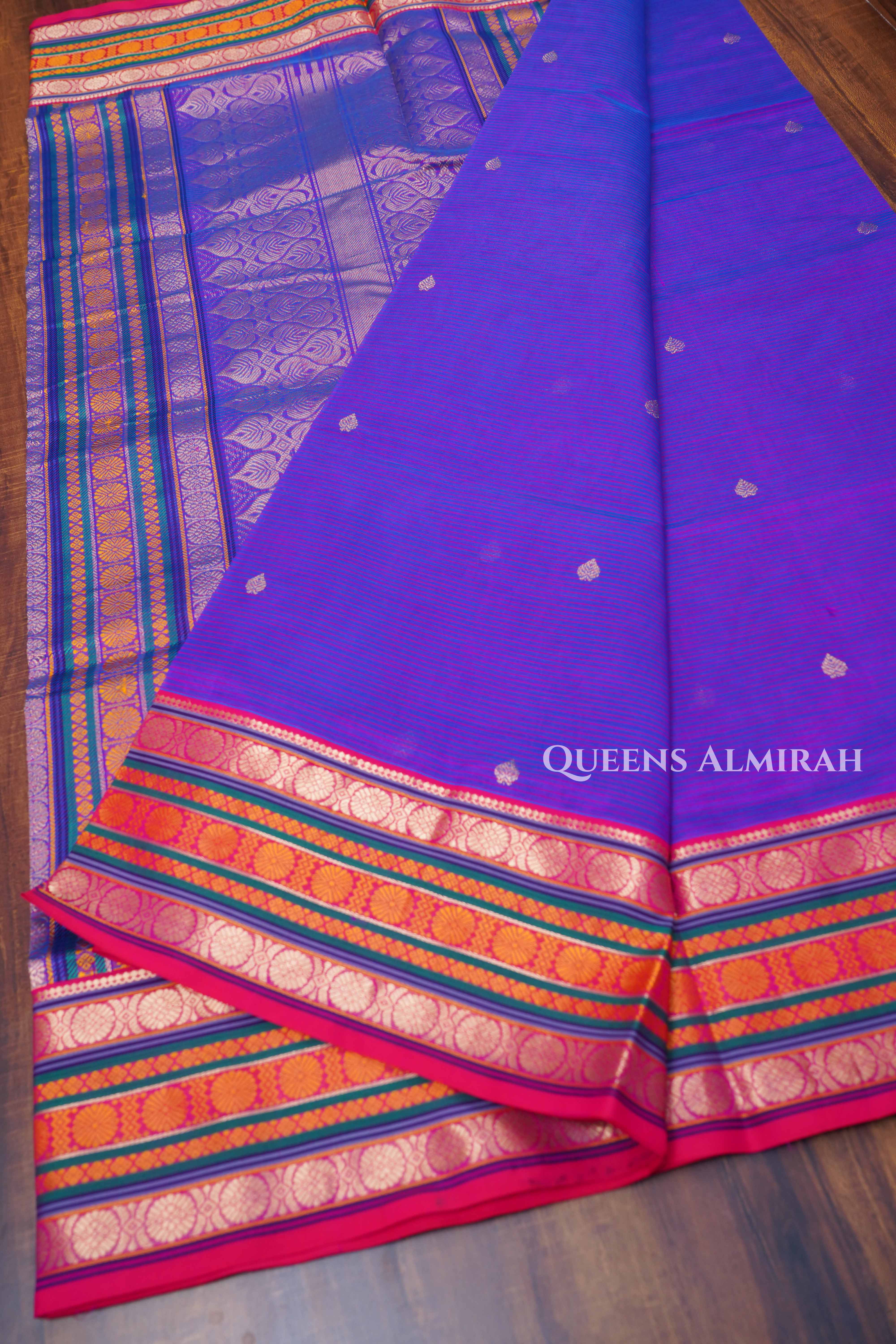 Dark Lavender Karaikudi Chettinad Silk Cotton Saree
