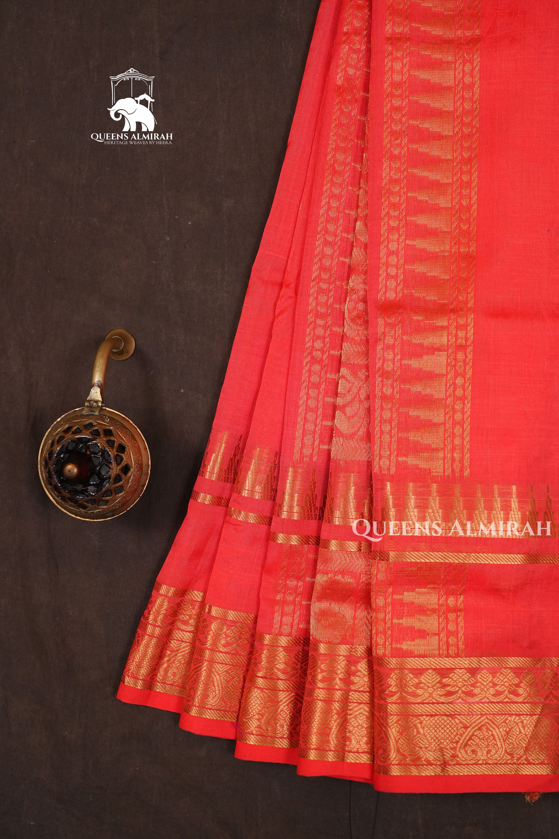 Dark Red Pure Silk Cotton Saree