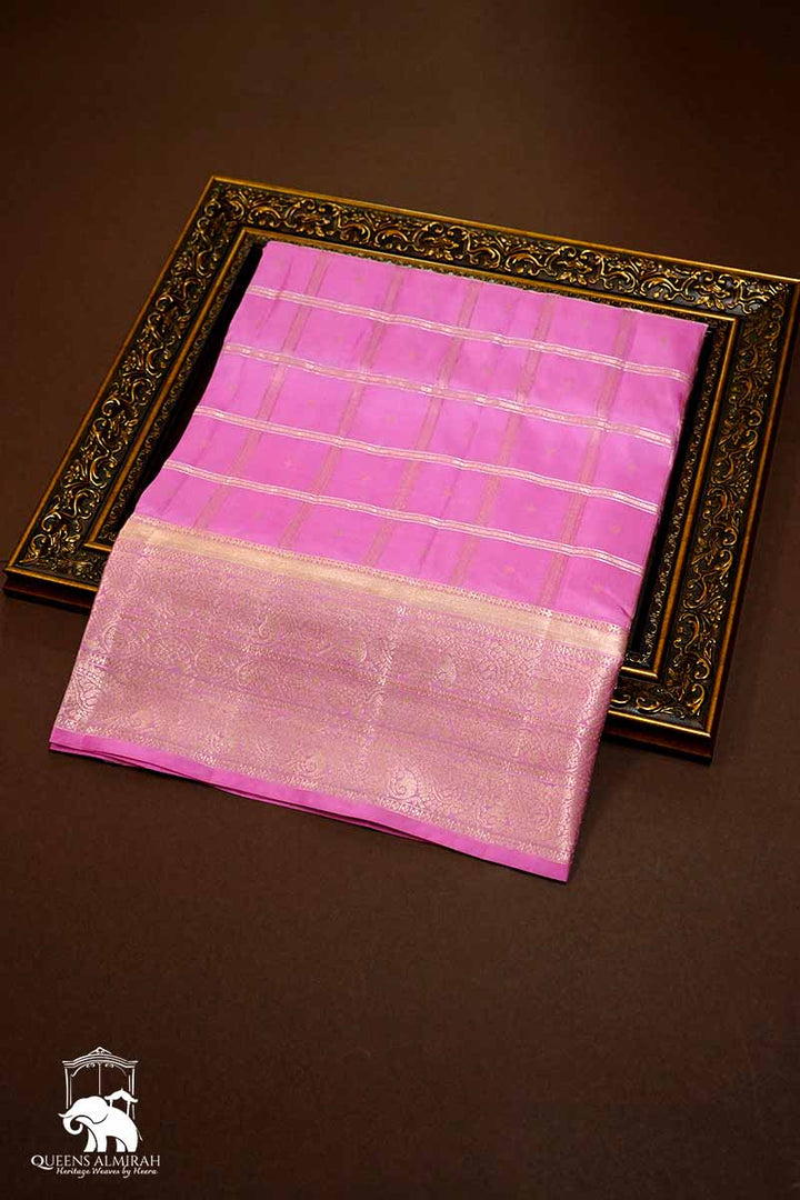 ROSE MILK PINK WITH WOVEN BORDER SOFT SILK SAREE - Queens Jewel Emporium