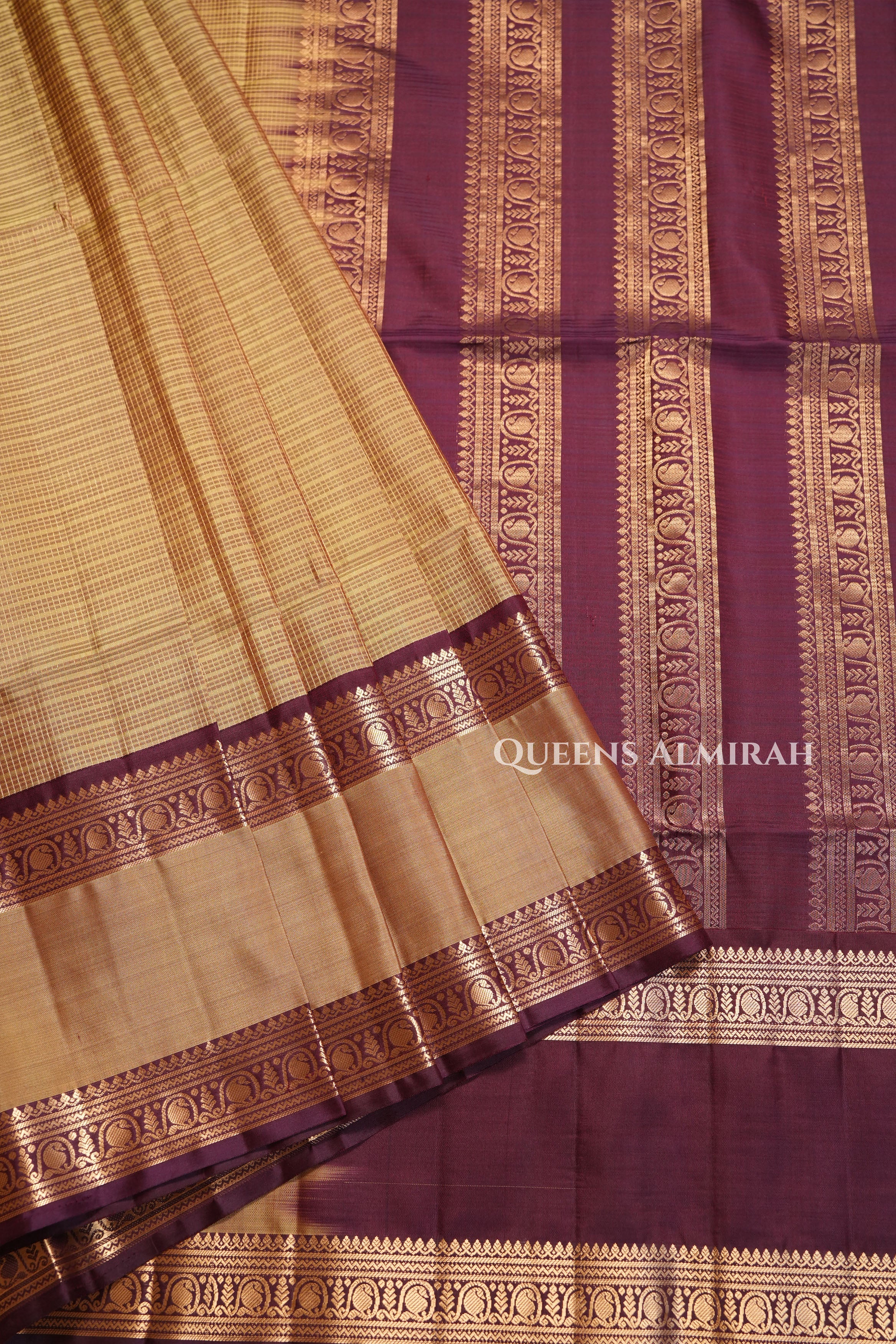 Mustard With Coffee Brown Rettapet Border Payadi Pure Soft Silk Saree