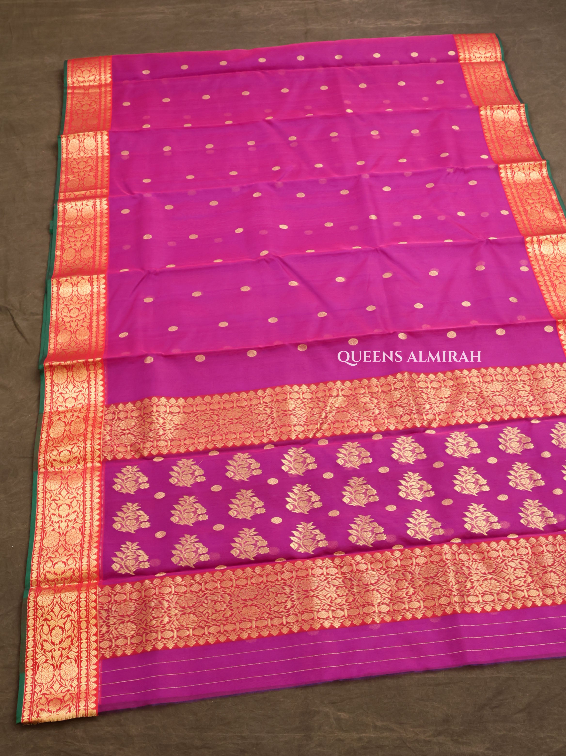 Purple With Red Chanderi Katan Silk Handloom Saree
