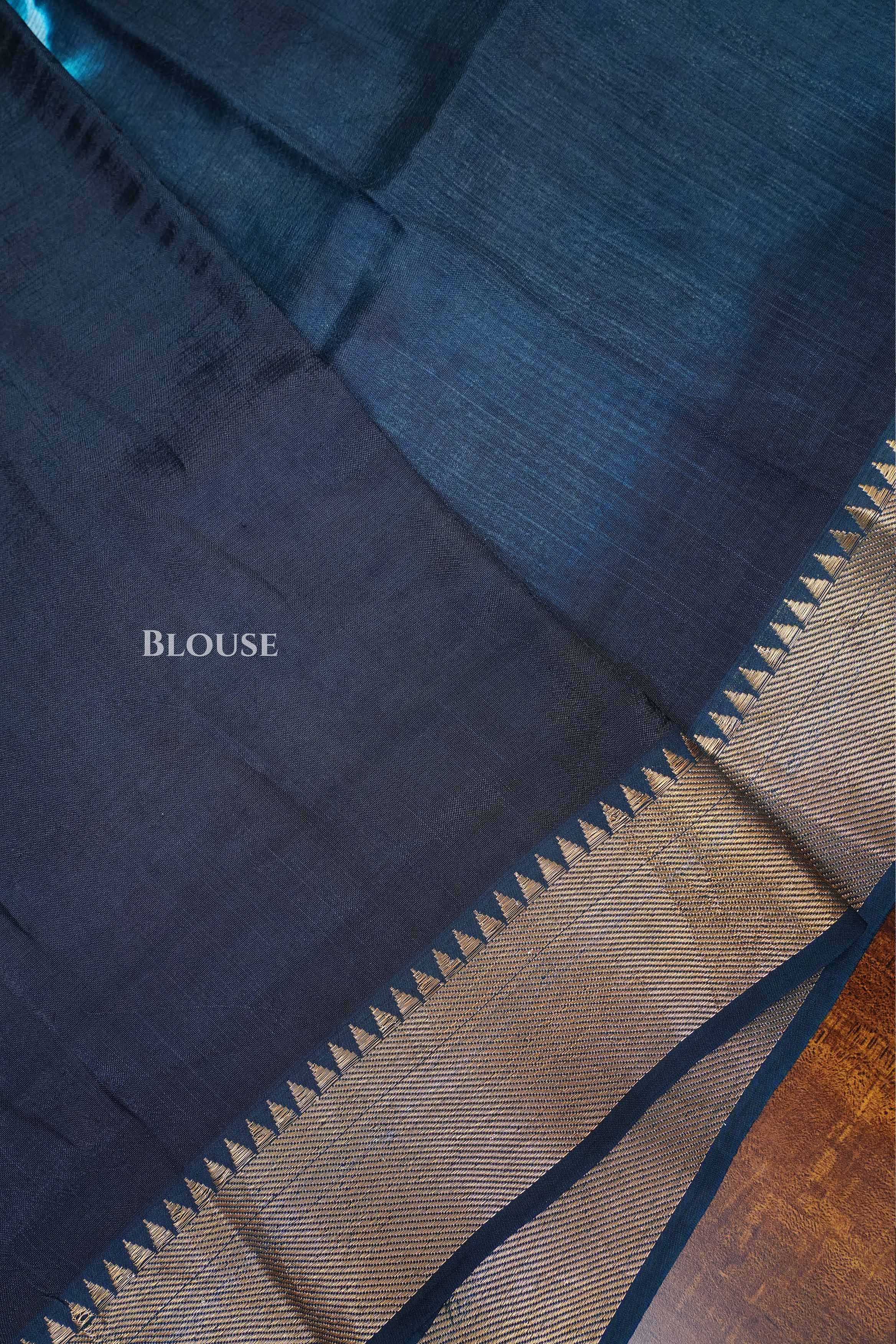 Peacock Blue Shibori Mangalgiri Saree