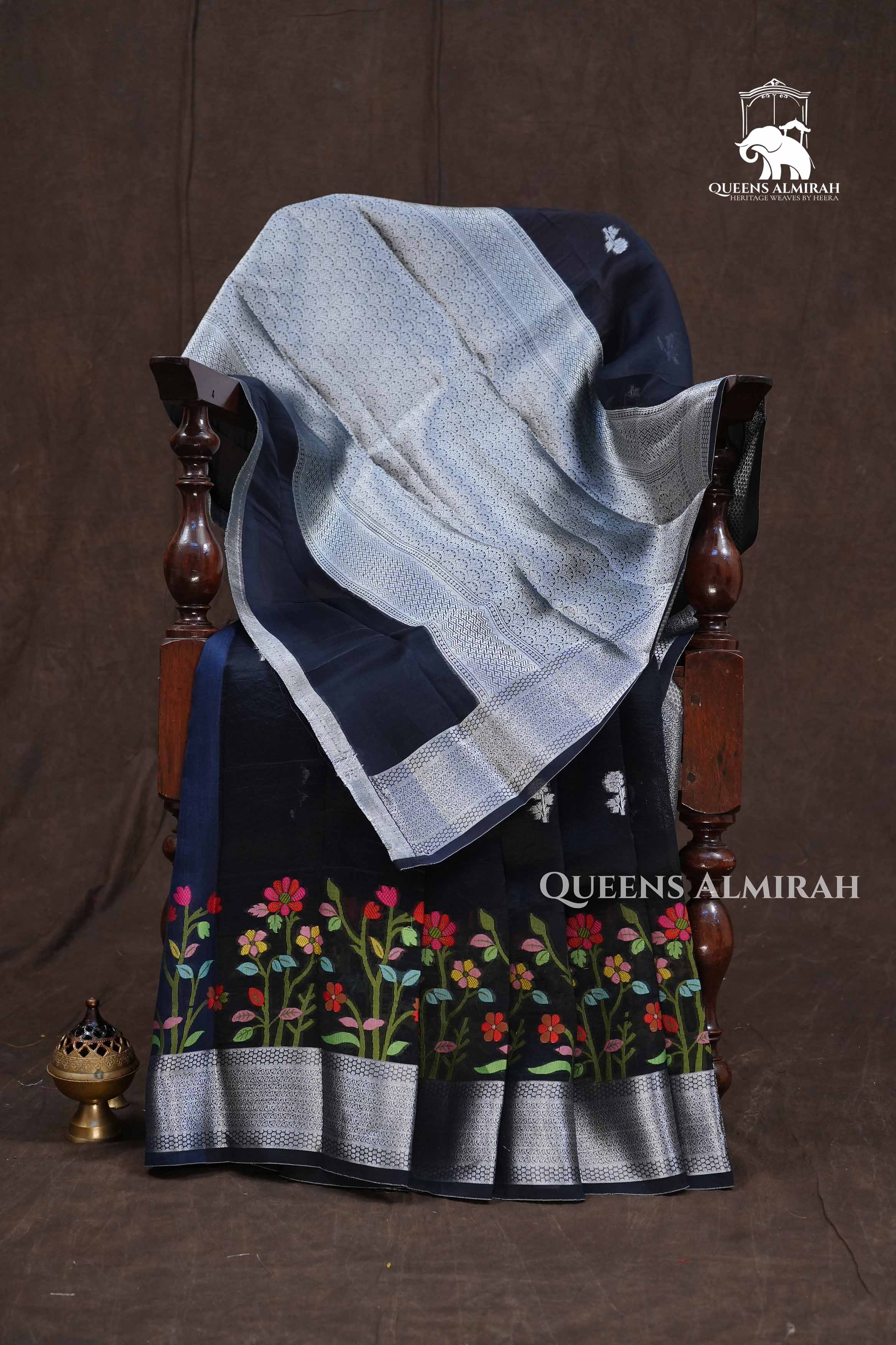 Black Jamdani Silk Organza Saree