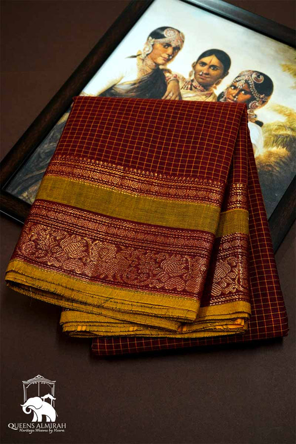 ARACK WITH LIGHT GREEN KANCHI COTTON SAREE - Queens Jewel Emporium