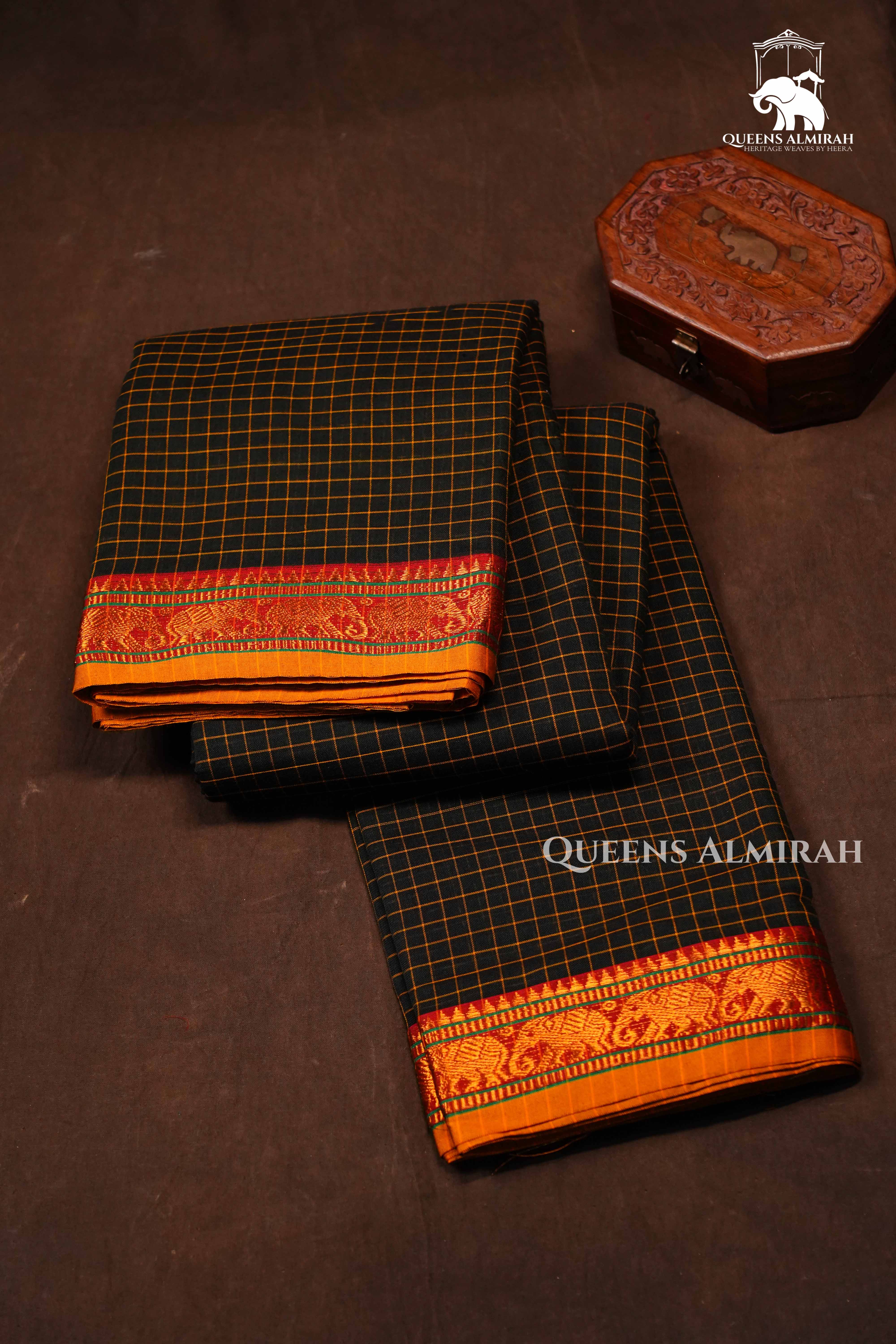 Black Narayanpet Cotton Saree