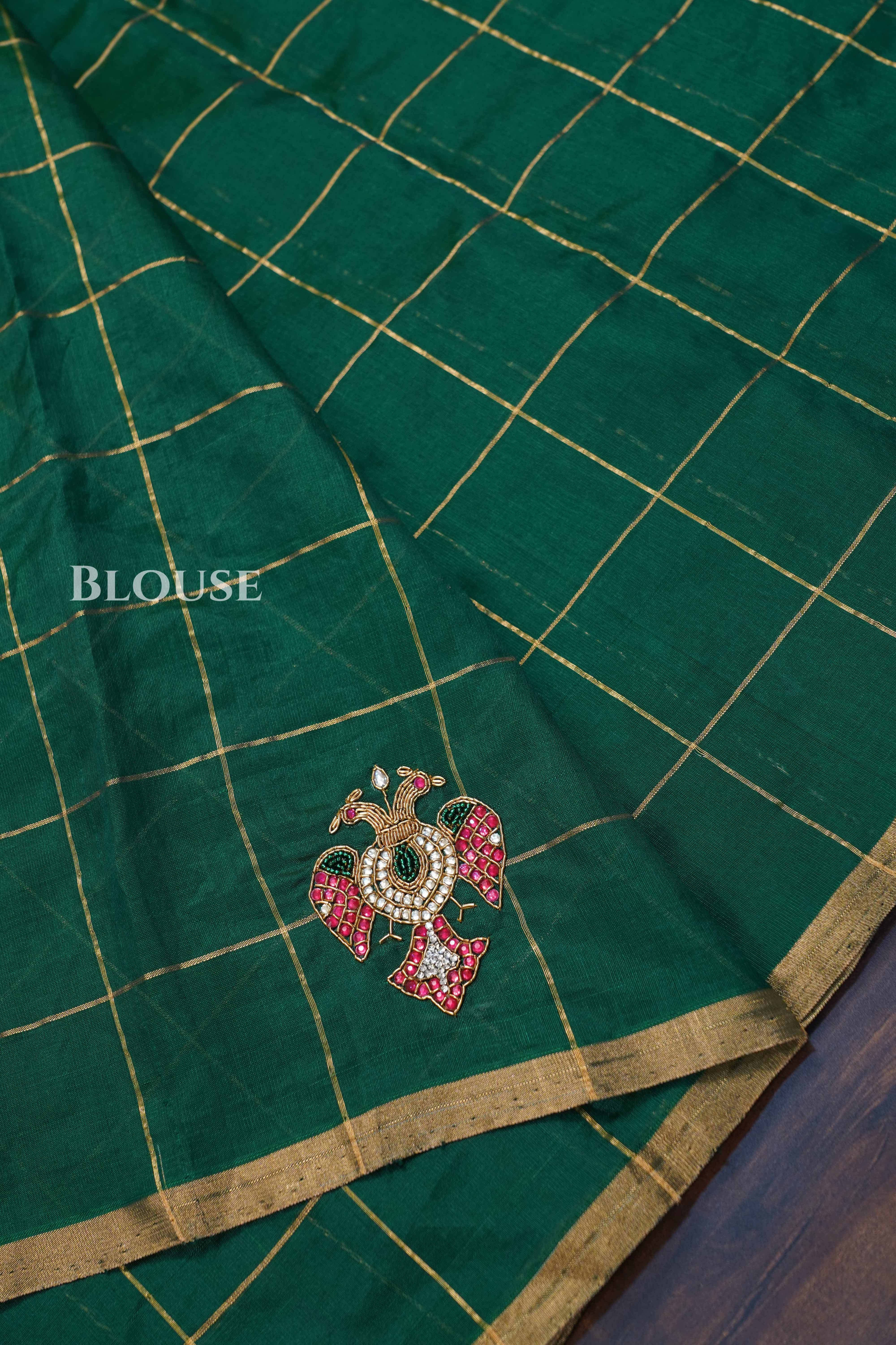 Green Ganda Berunda Pure Chanderi Silk Saree