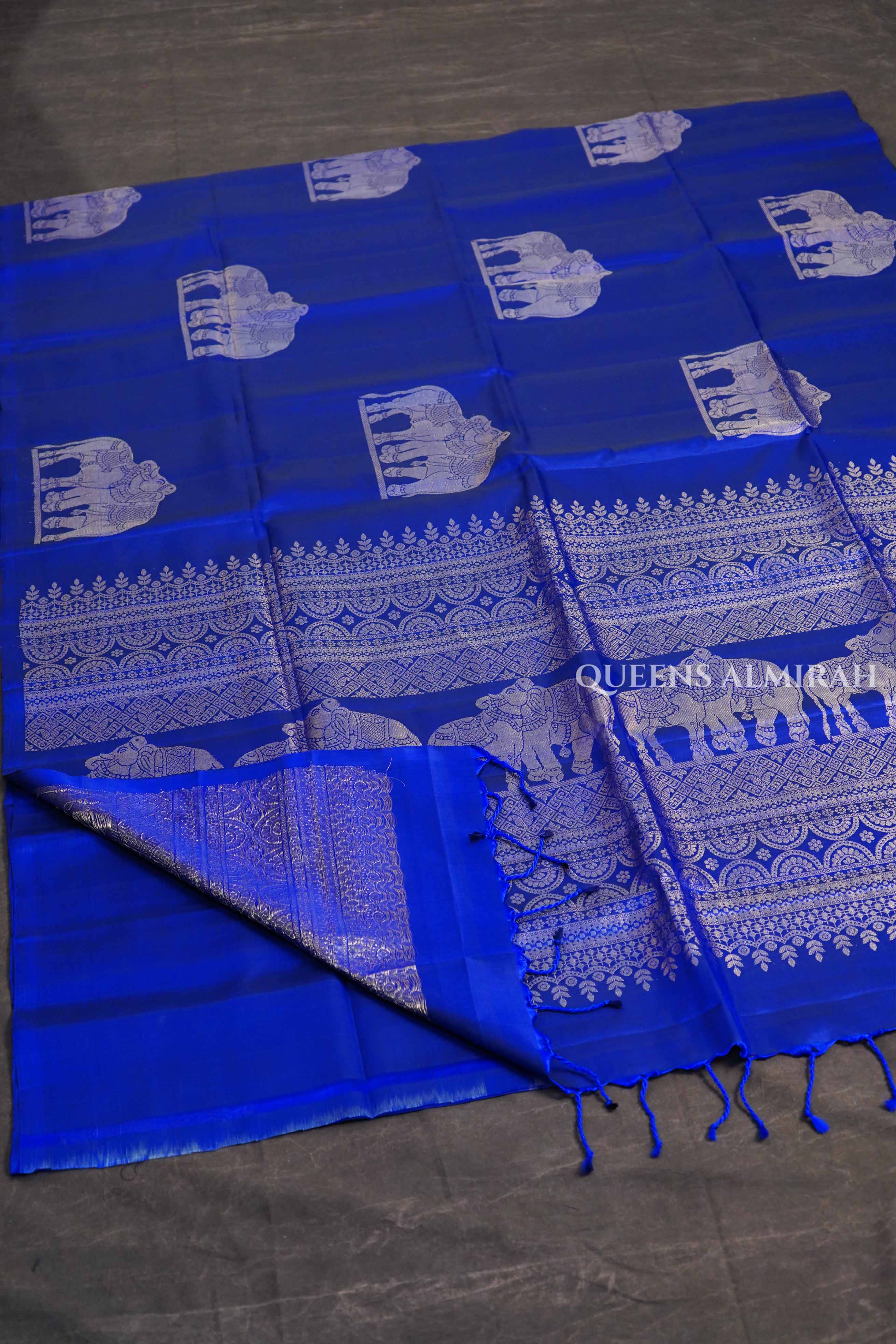 Royal Blue Pure Soft Silk Saree