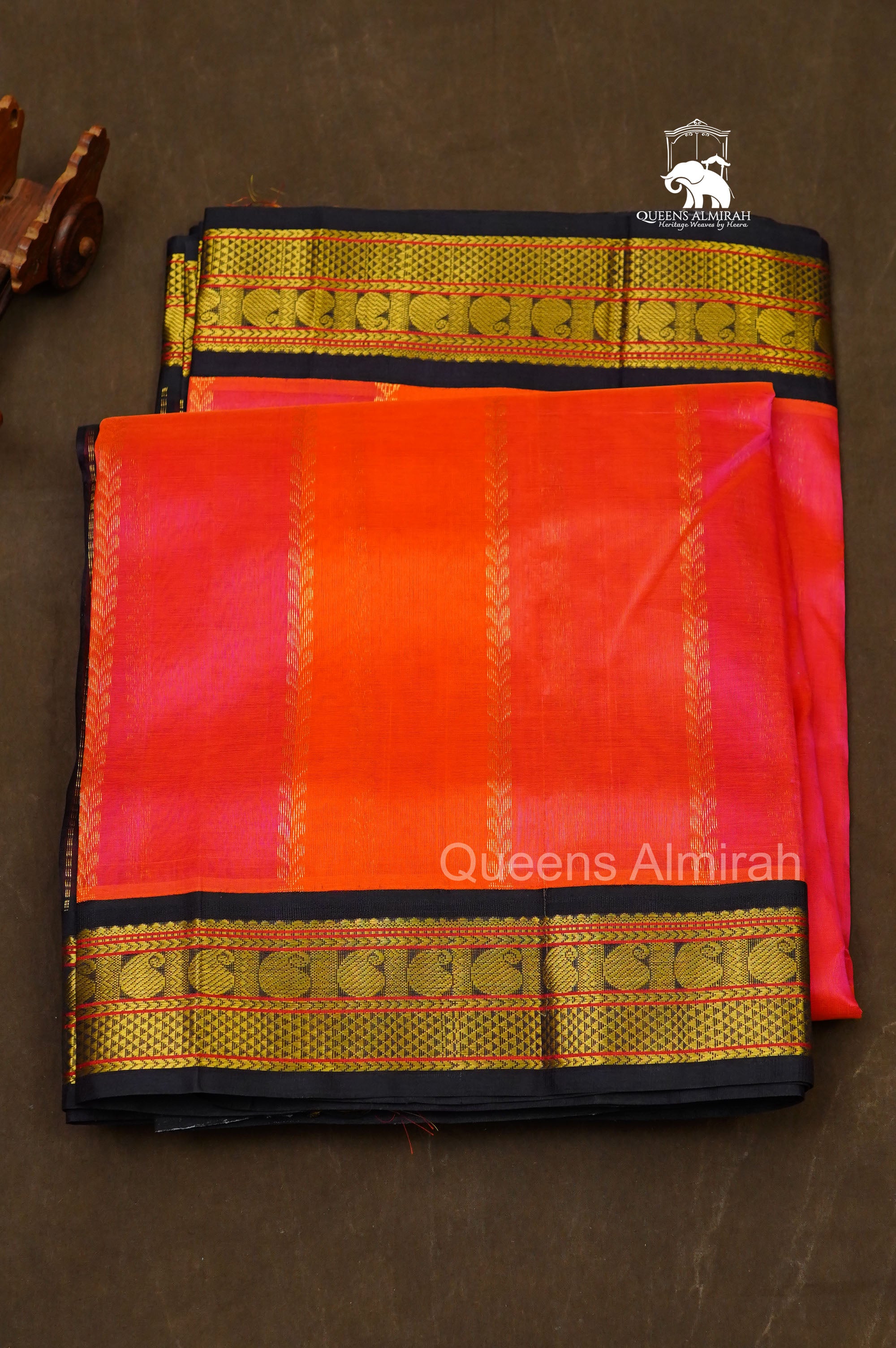 Multi Color With Black Border Pure Silk Cotton Saree