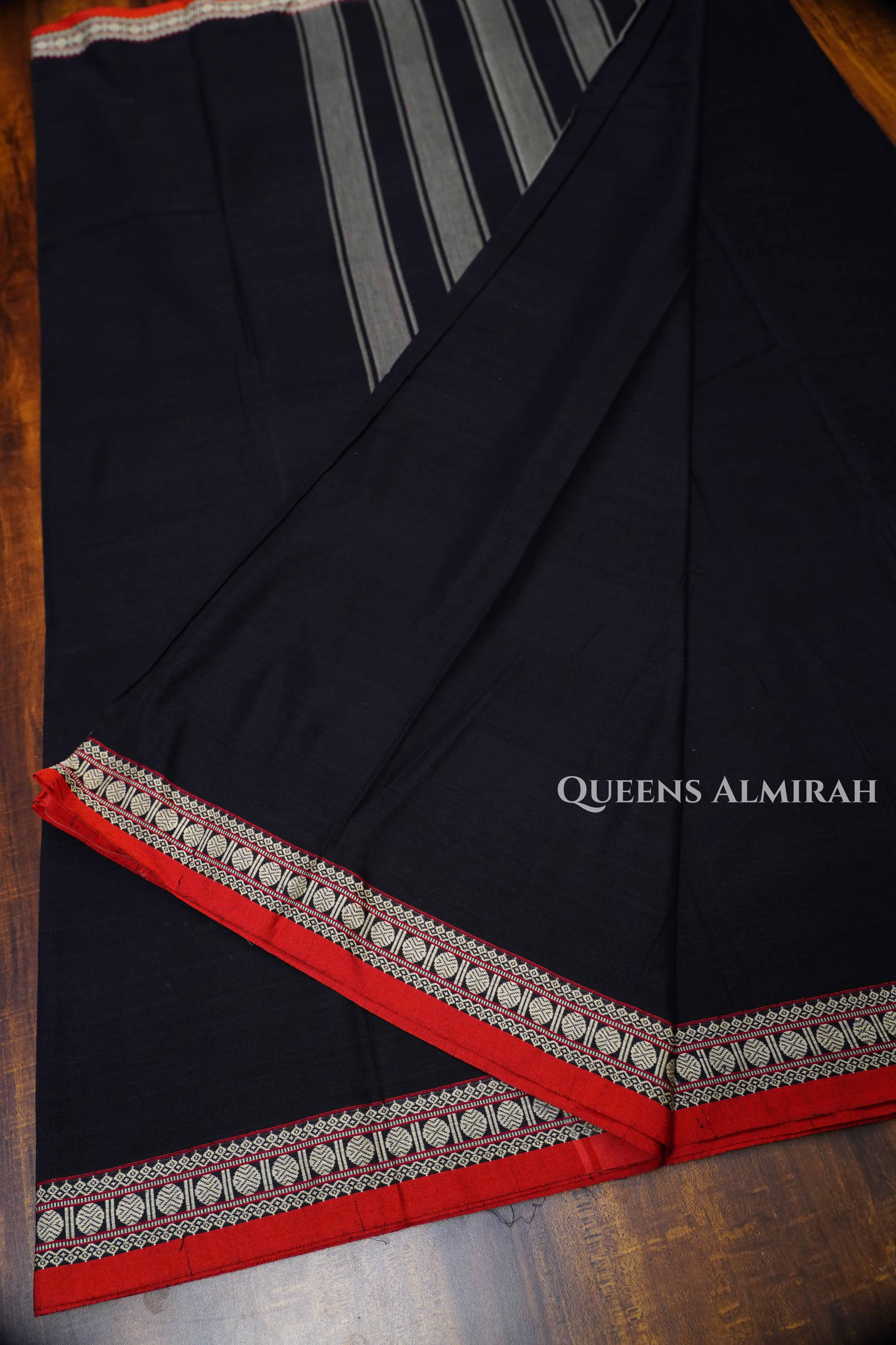 Black Narayanpet Cotton Saree