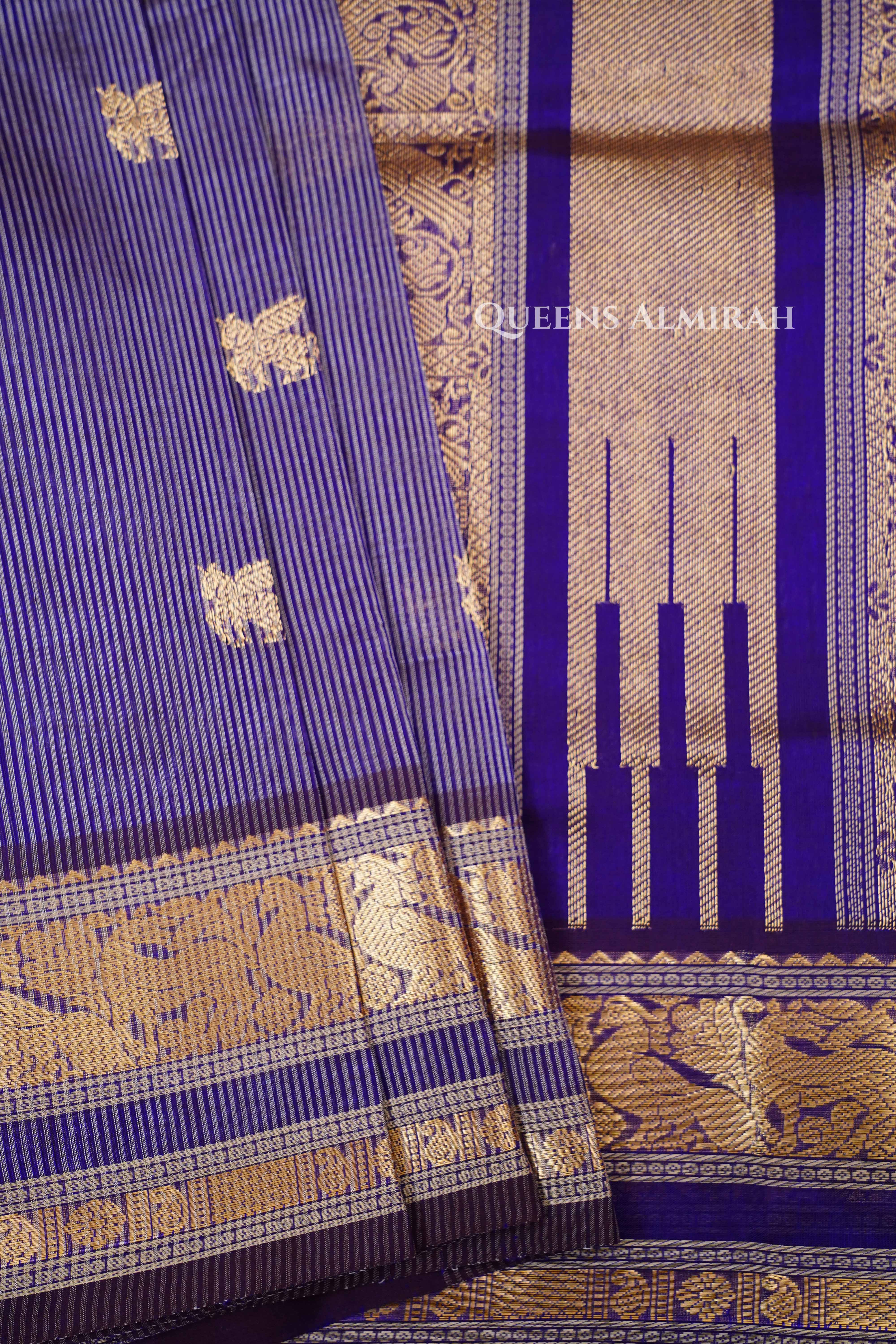 Dusky Purple Karaikudi Chettinad Silk Cotton Saree