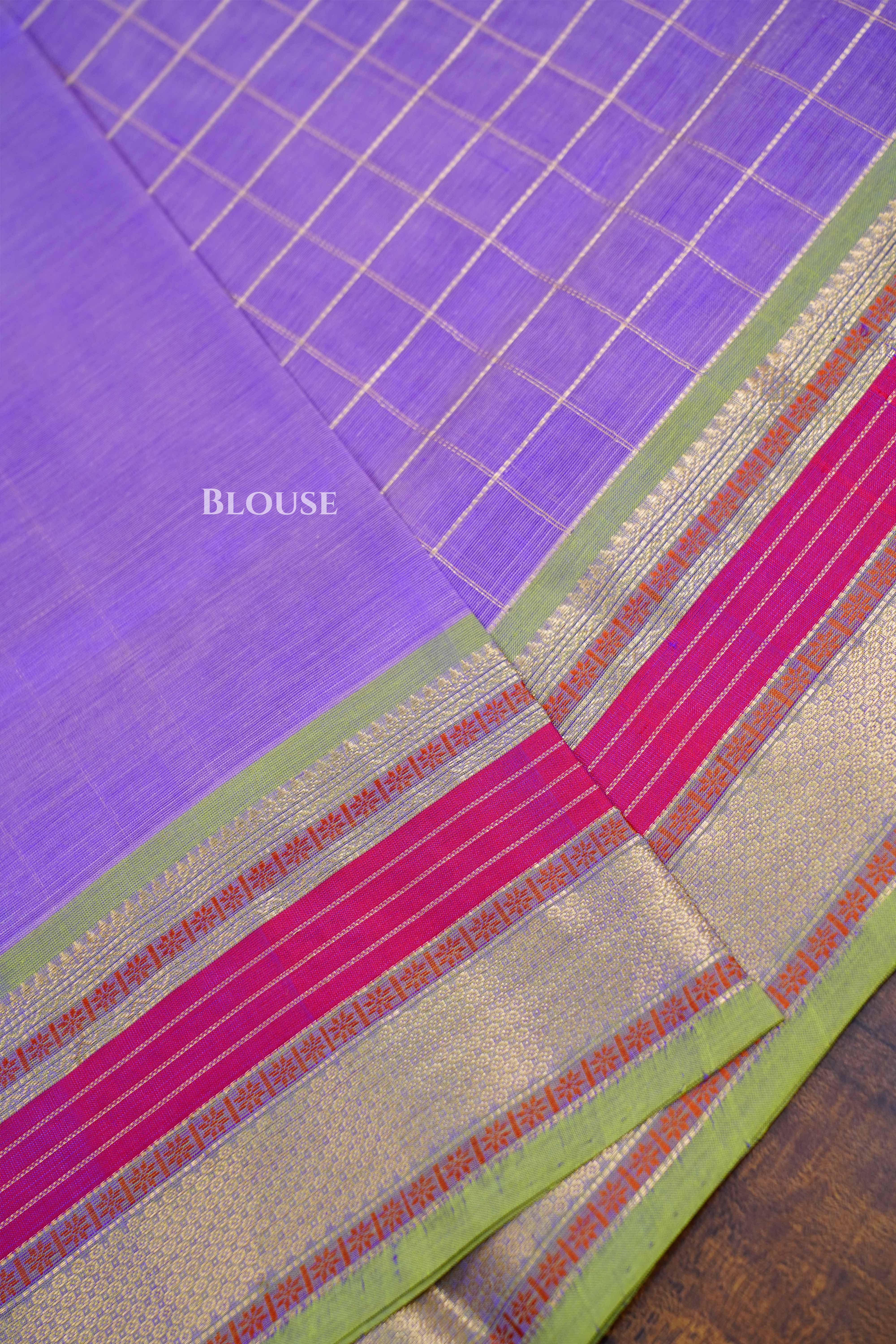 Lilac Purple- Karaikudi Chettinad Silk Cotton Saree
