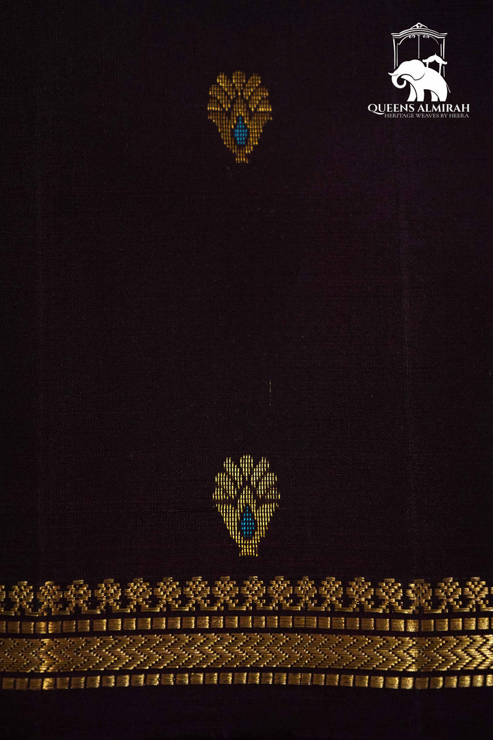 DEEP COFFEE BROWN WITH GOLD BORDER SOFT SILK SAREE - Queens Jewel Emporium