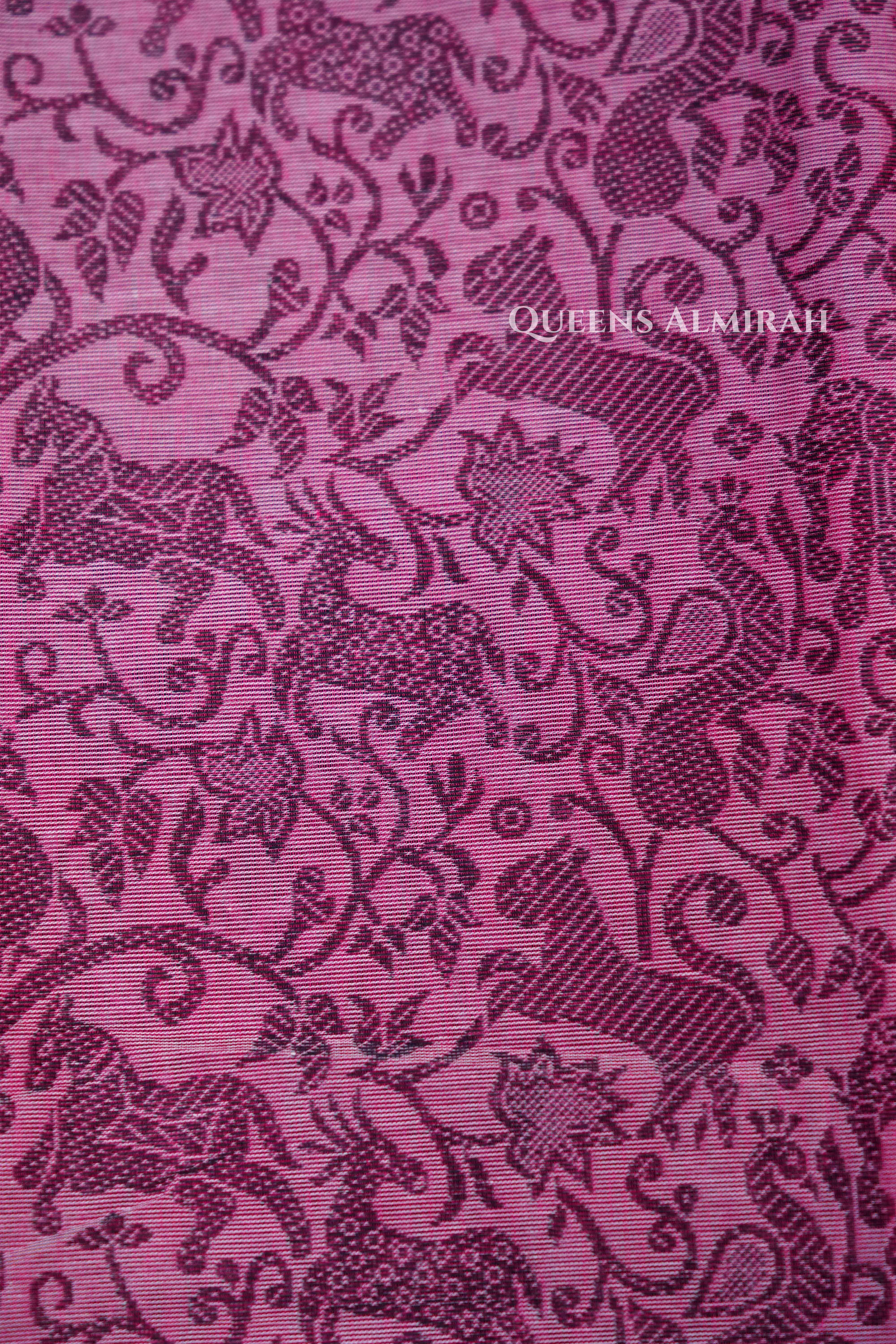 Pink With Maroon Kanchi Cotton Saree