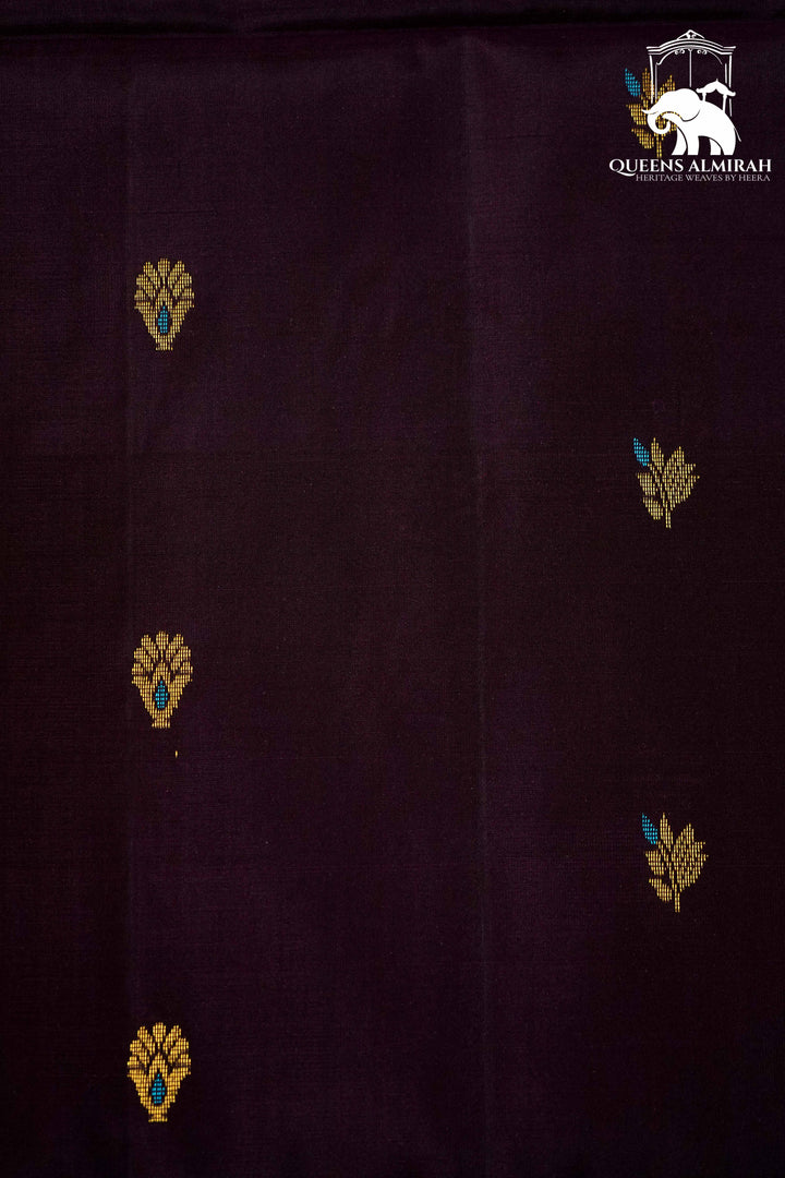 DEEP COFFEE BROWN WITH GOLD BORDER SOFT SILK SAREE - Queens Jewel Emporium