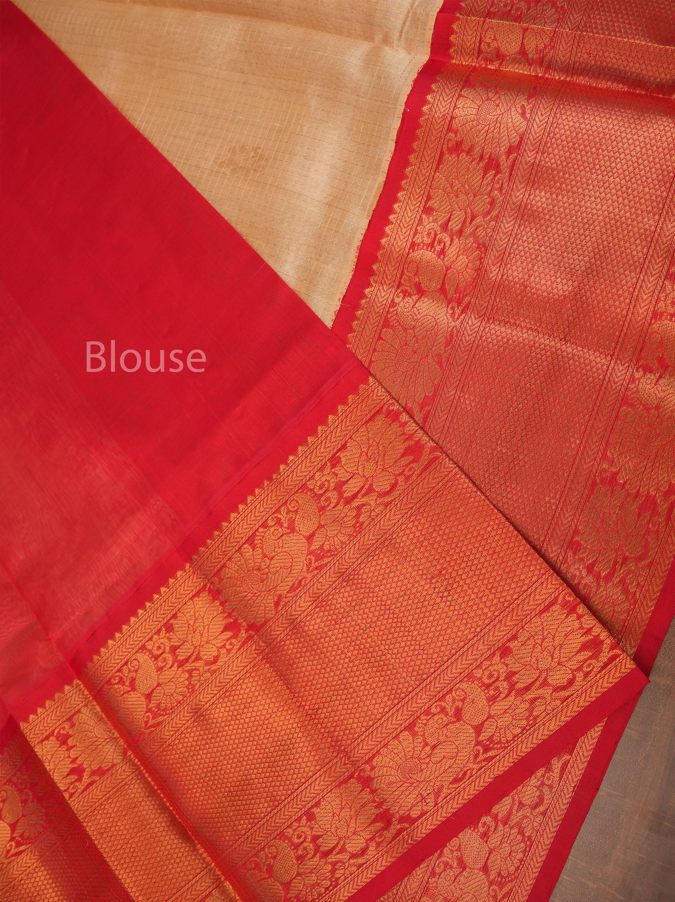 Sandal With Red Pure Silk Cotton Saree