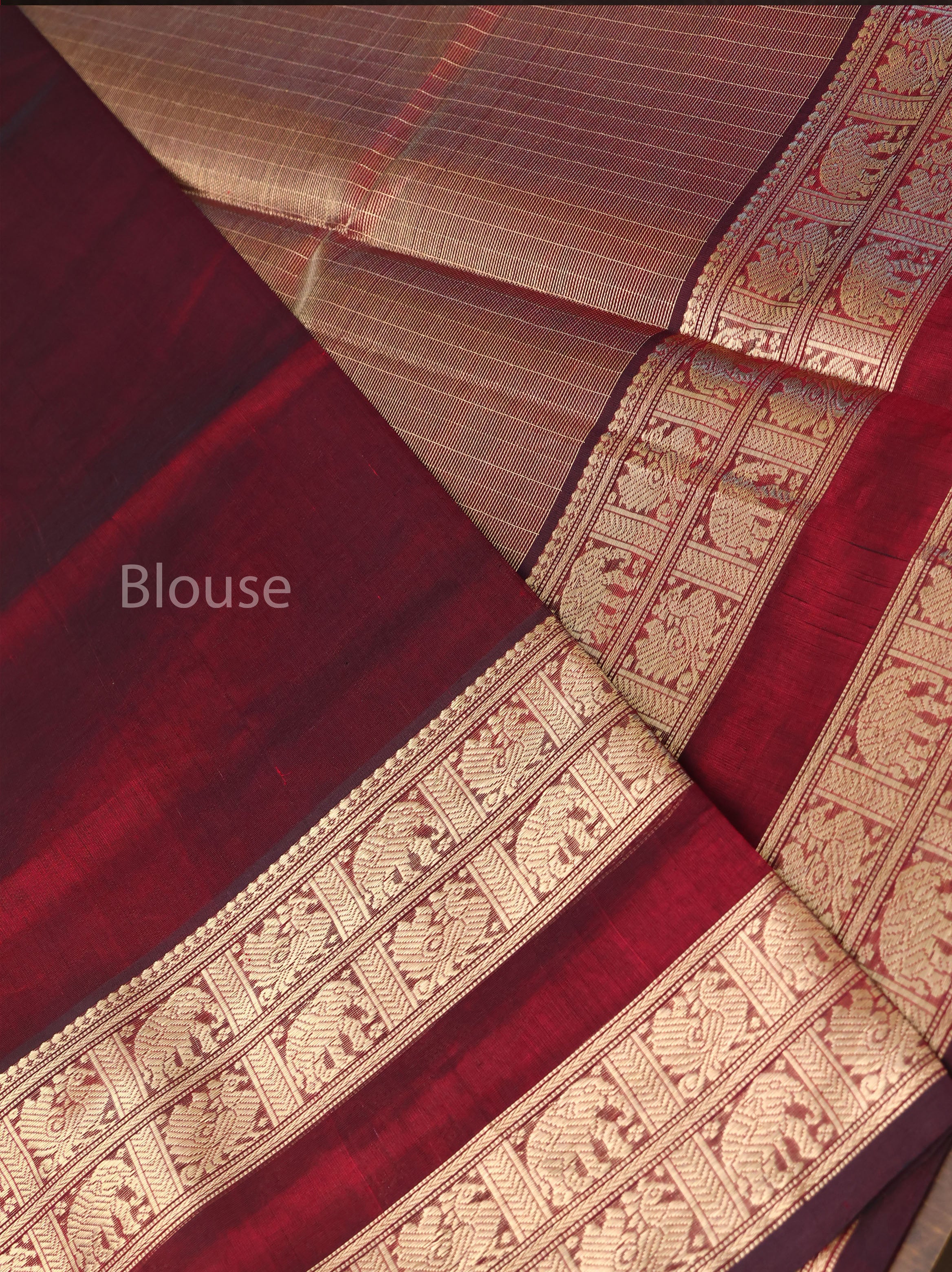 Maroon With Golden Chettinad Silk Cotton Saree