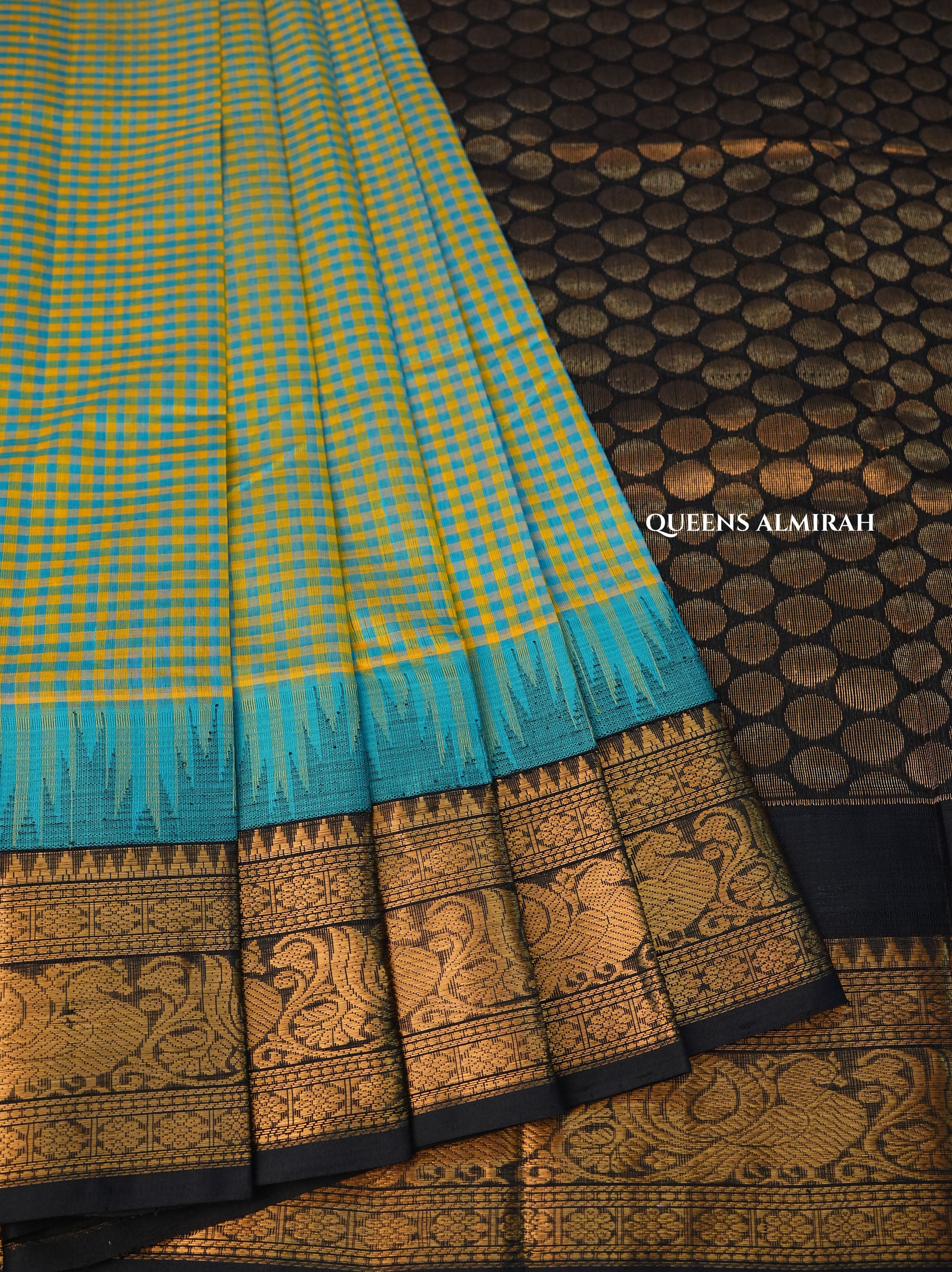 Blue With Yellow Pure Silk Cotton Saree