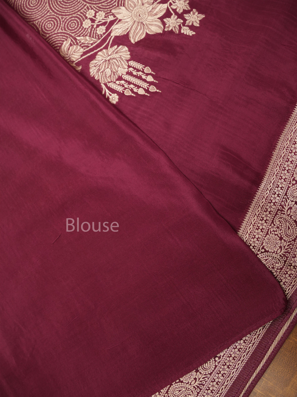 Burgundy Banarasi Satin Silk Saree