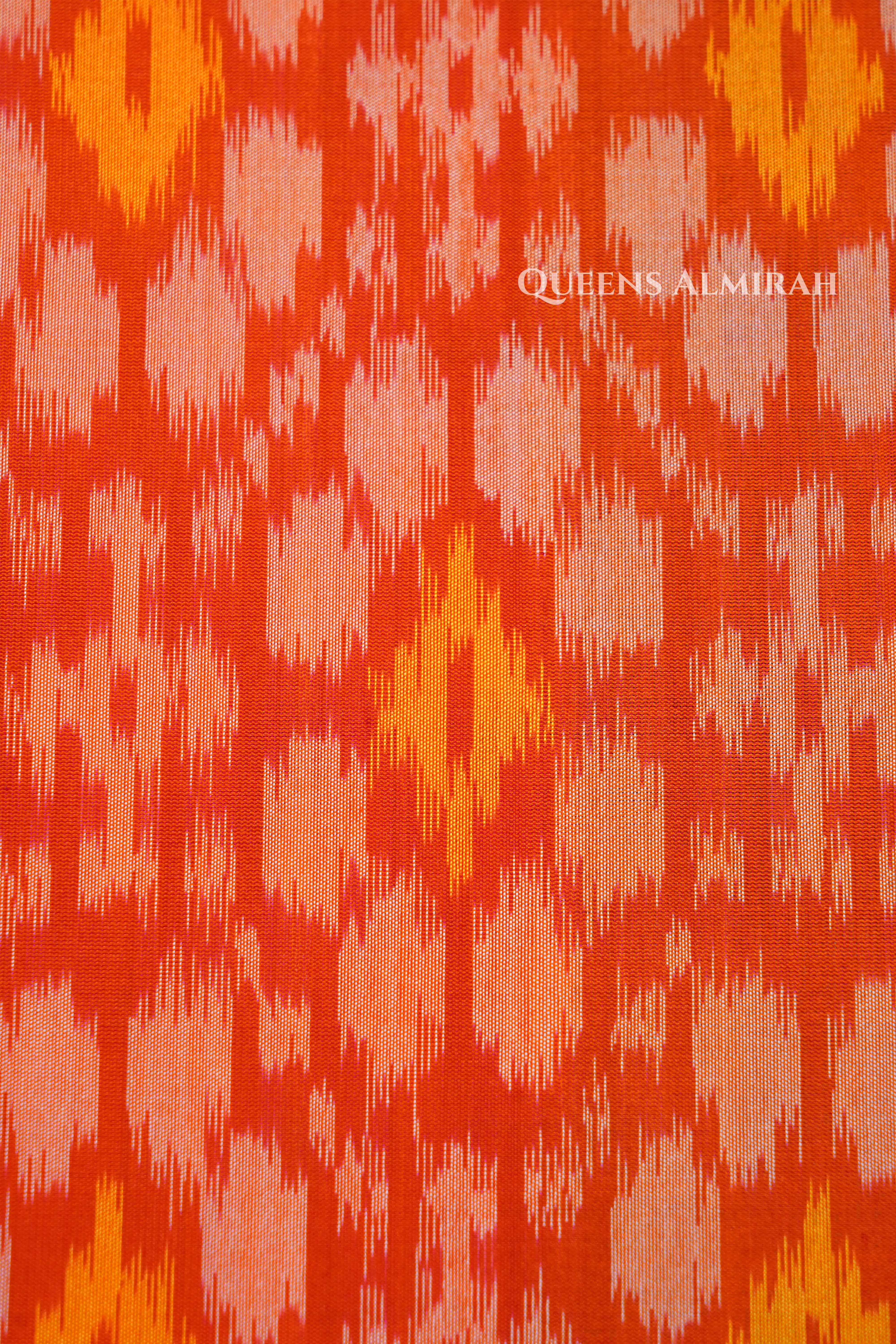 Fanta Orange With Blue Pure Soft Silk Saree